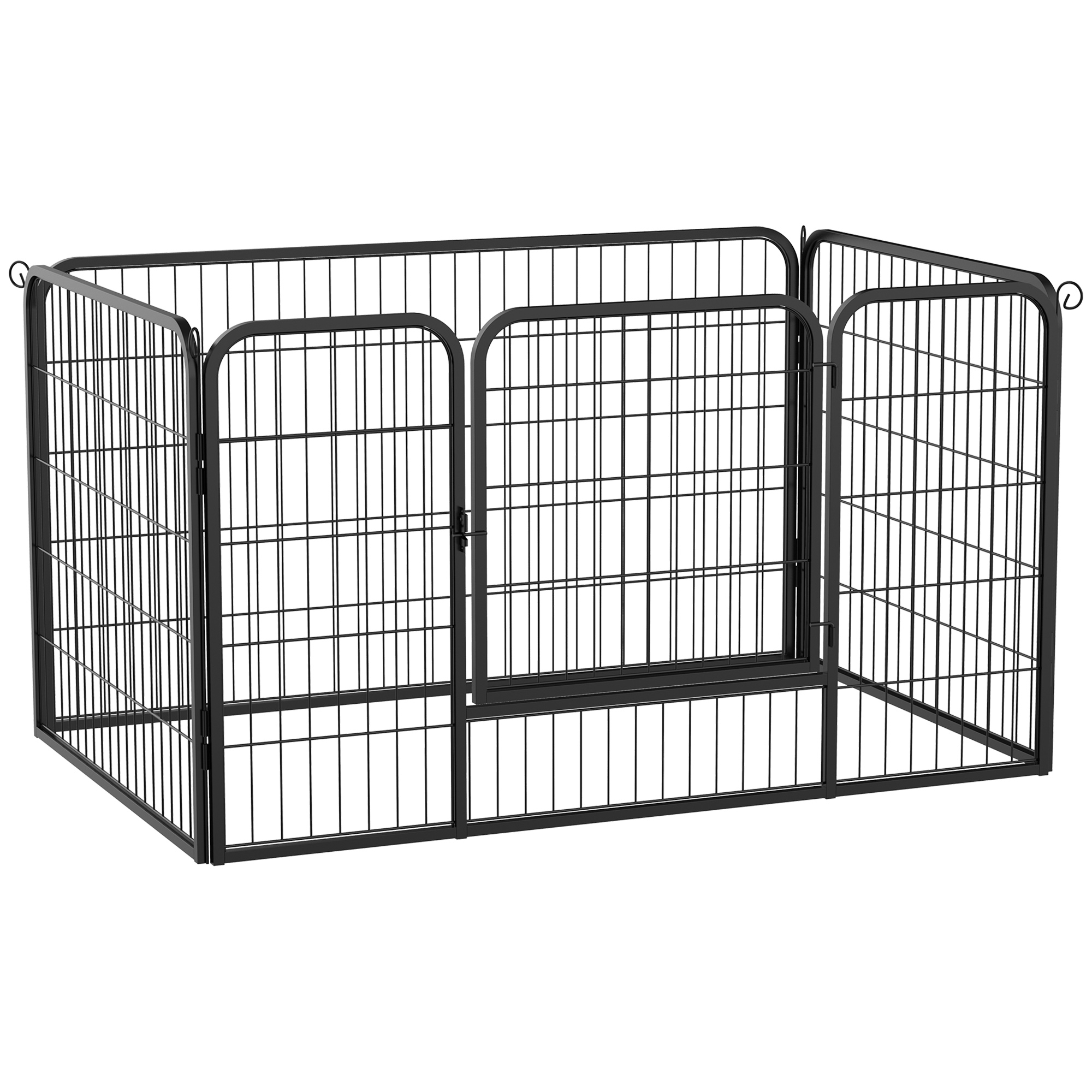 32"W 4-Panel Metal Canine Pen Exercise Animal Playpen Canine Inside/Outside Fence, Black 1