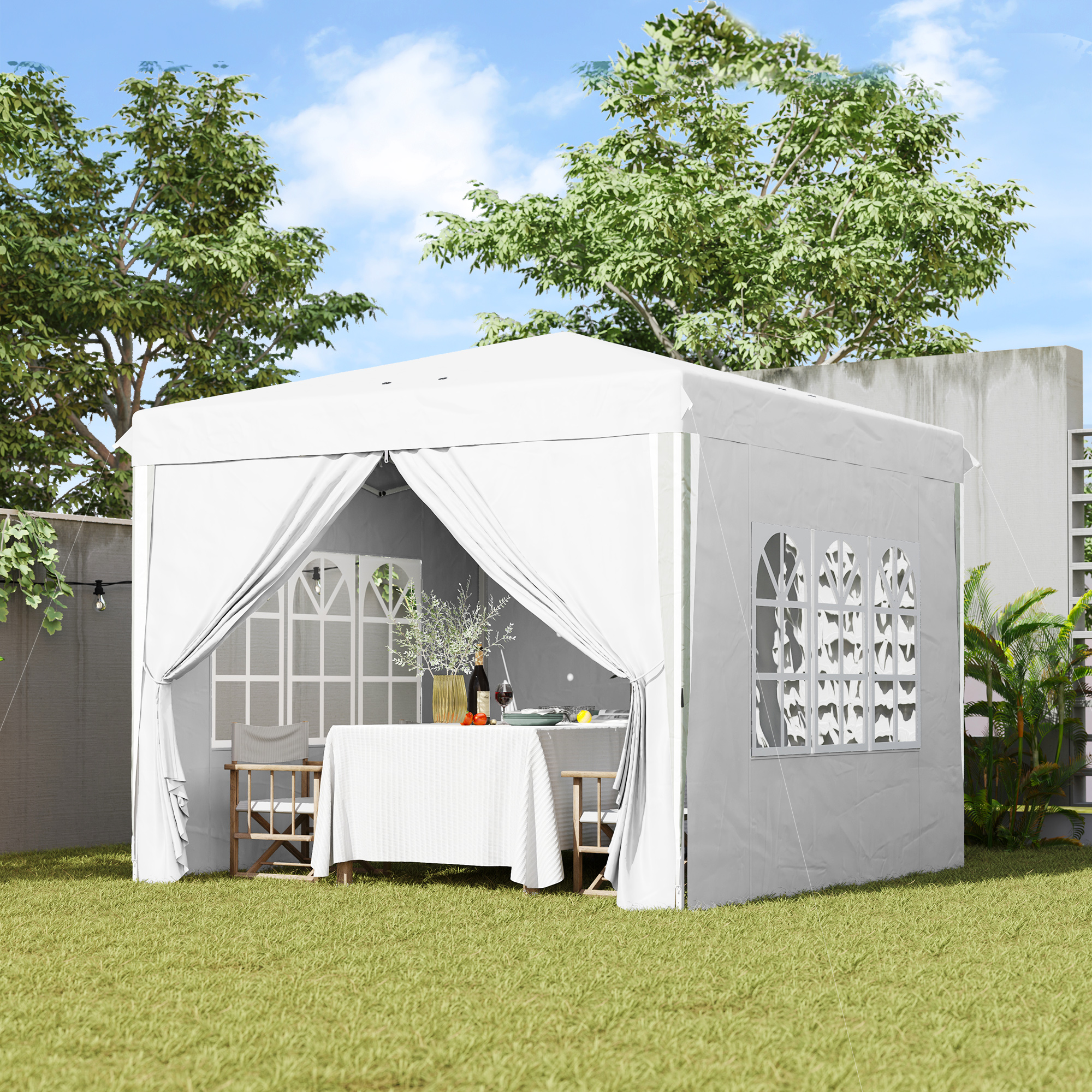 Outsunny 10' x 10' Pop-Up Canopy Tent with Sidewalls, Height