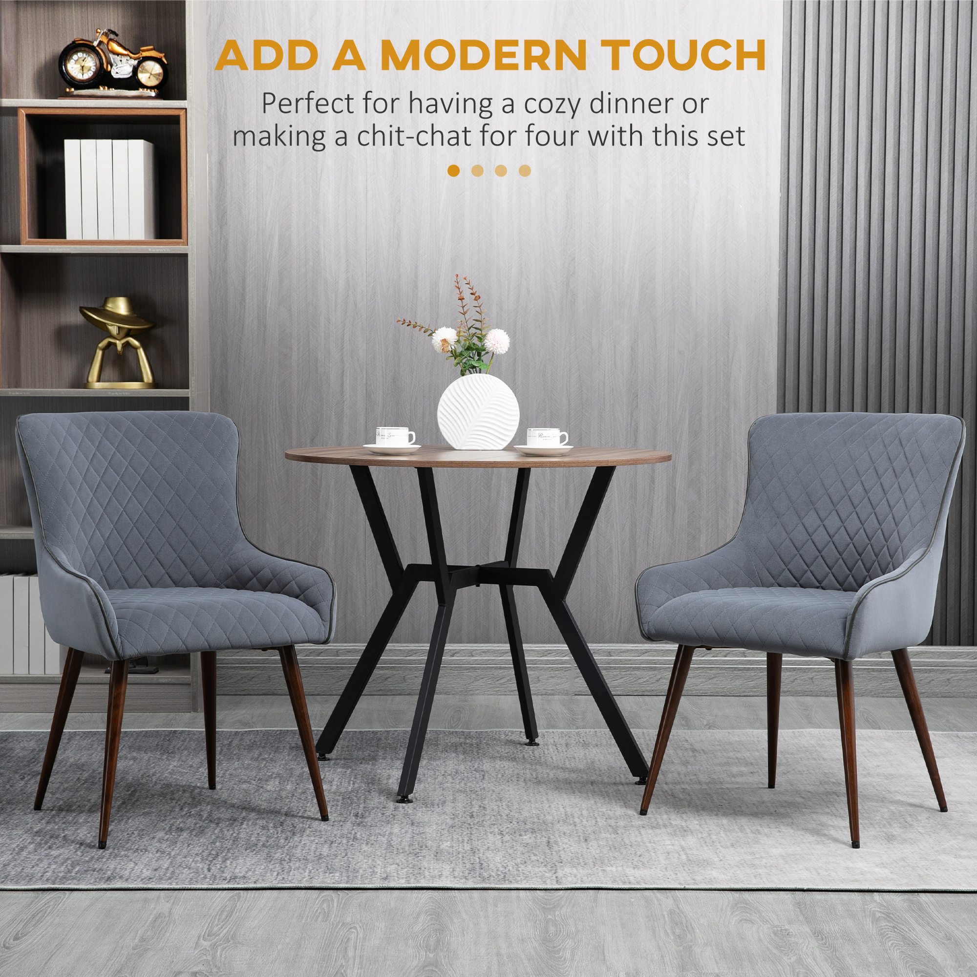 HOMCOM Dining Chairs Set of 2, Modern Wingback Kitchen Chairs with ...