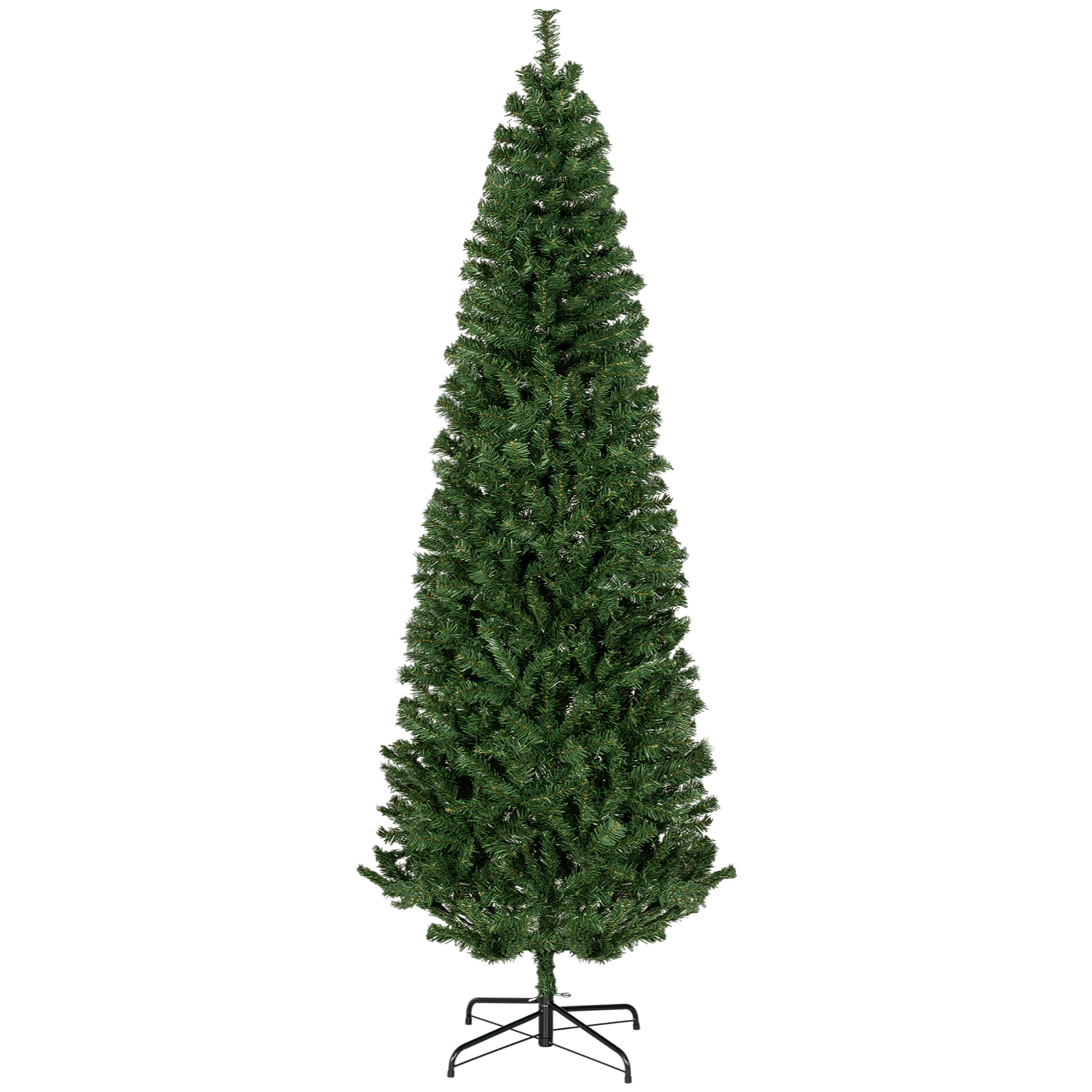 HOMCOM 7 FT Artificial Christmas Tree Pencil Xmas Tree with Stand, 818 Tips, Holiday Home Indoor Decoration for Party, Green