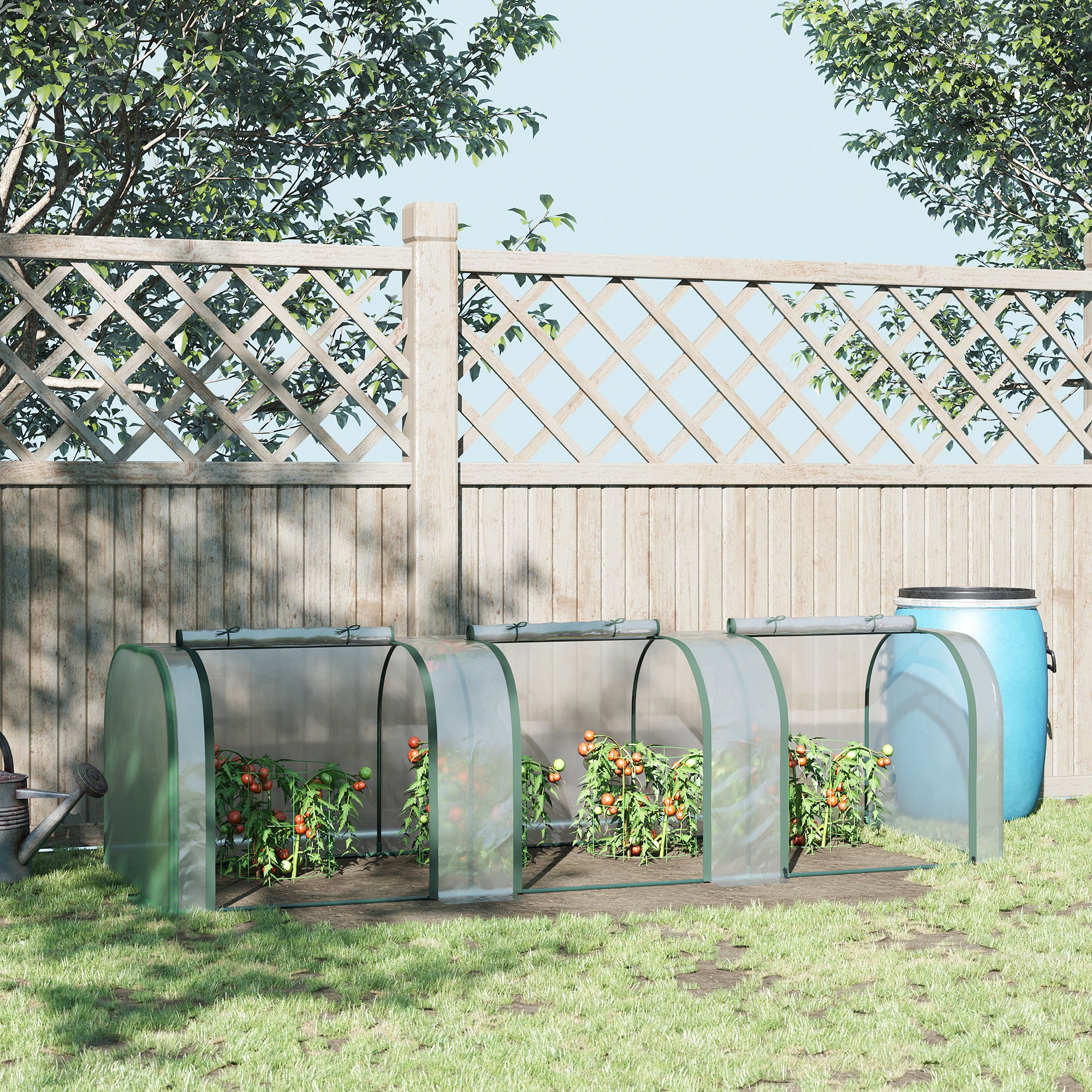 Outsunny Portable Mini Tunnel Greenhouse 10' x 3' x 2.5' with 3 Zipped Doors Clear Easy Assembly Aosom Canada