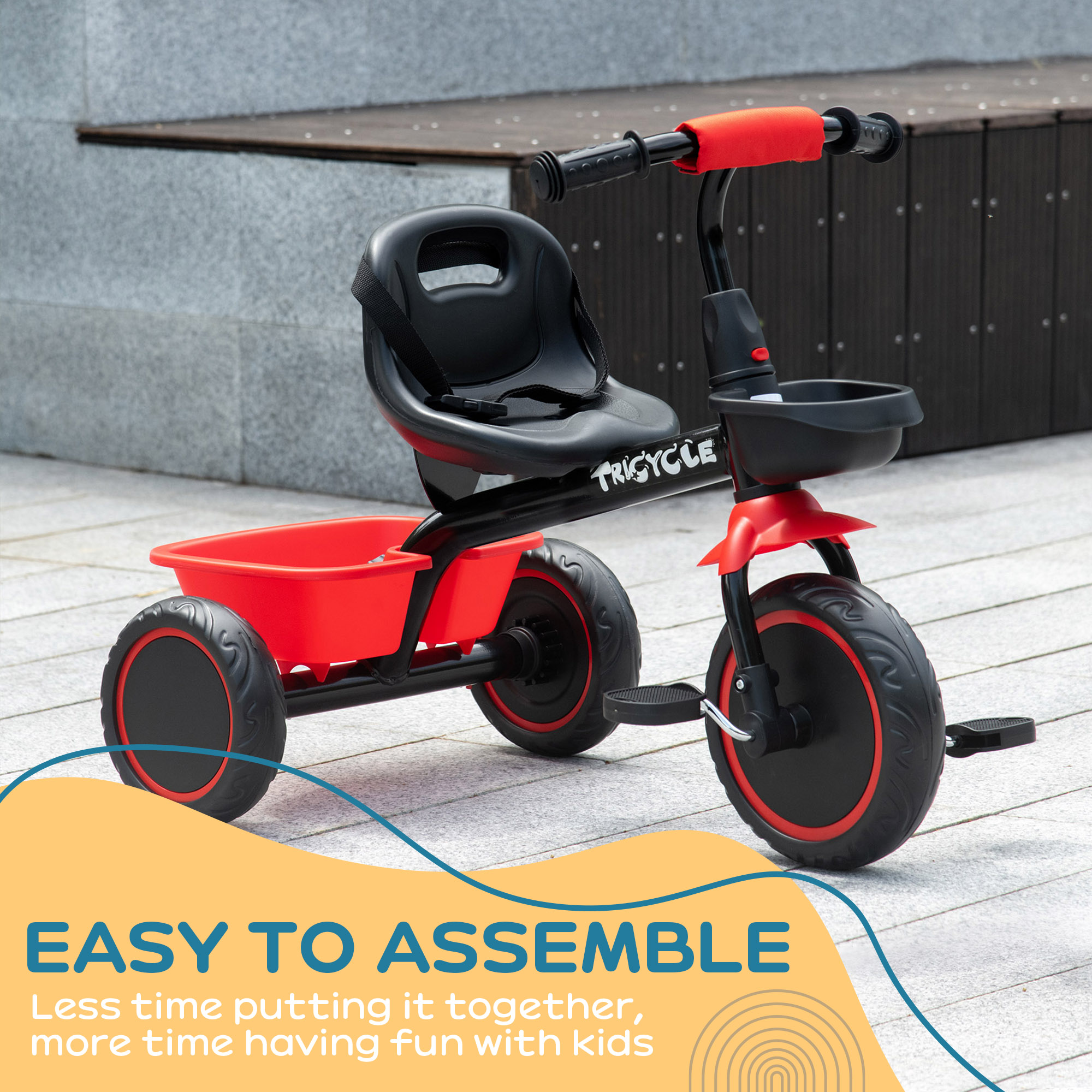 RIMA⭐︎ Qaba Tricycle for Toddler 2-5 Year Old Girls and Boys