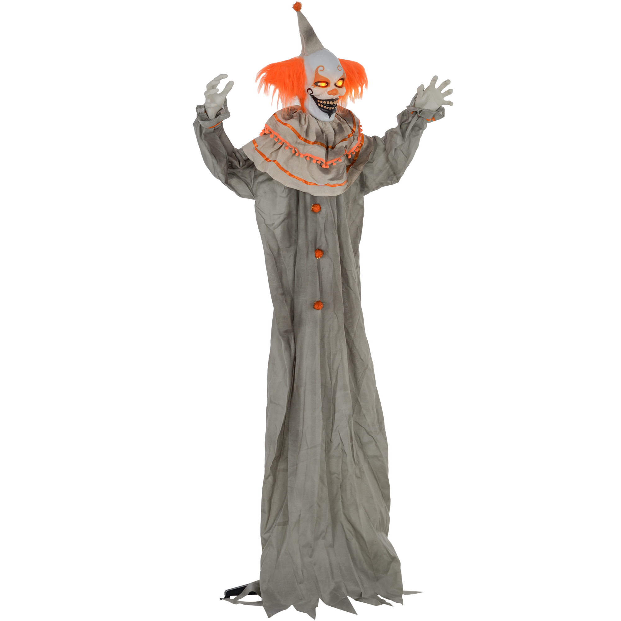 HOMCOM 6' Life Size Orange Haired Clown, Outdoor Halloween Decoration Animatronic, Sound and Motion Activated Light Up Eyes | Aosom.com