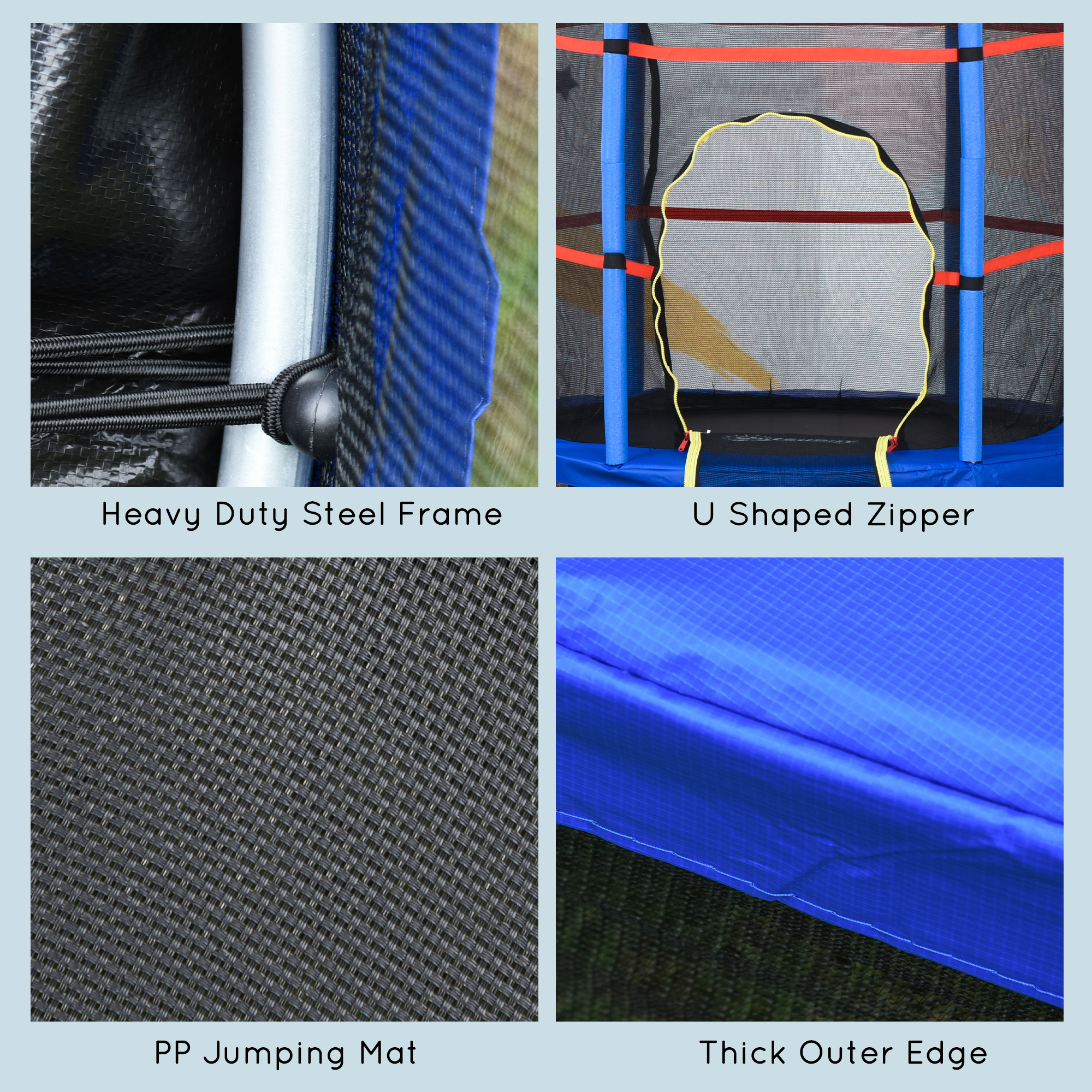 Outsunny 4.5FT Kids Trampoline, Blue, with Safety Enclosure Net and Springless Design, Steel Frame, for Ages 3 to 6 | Aosom.com 3