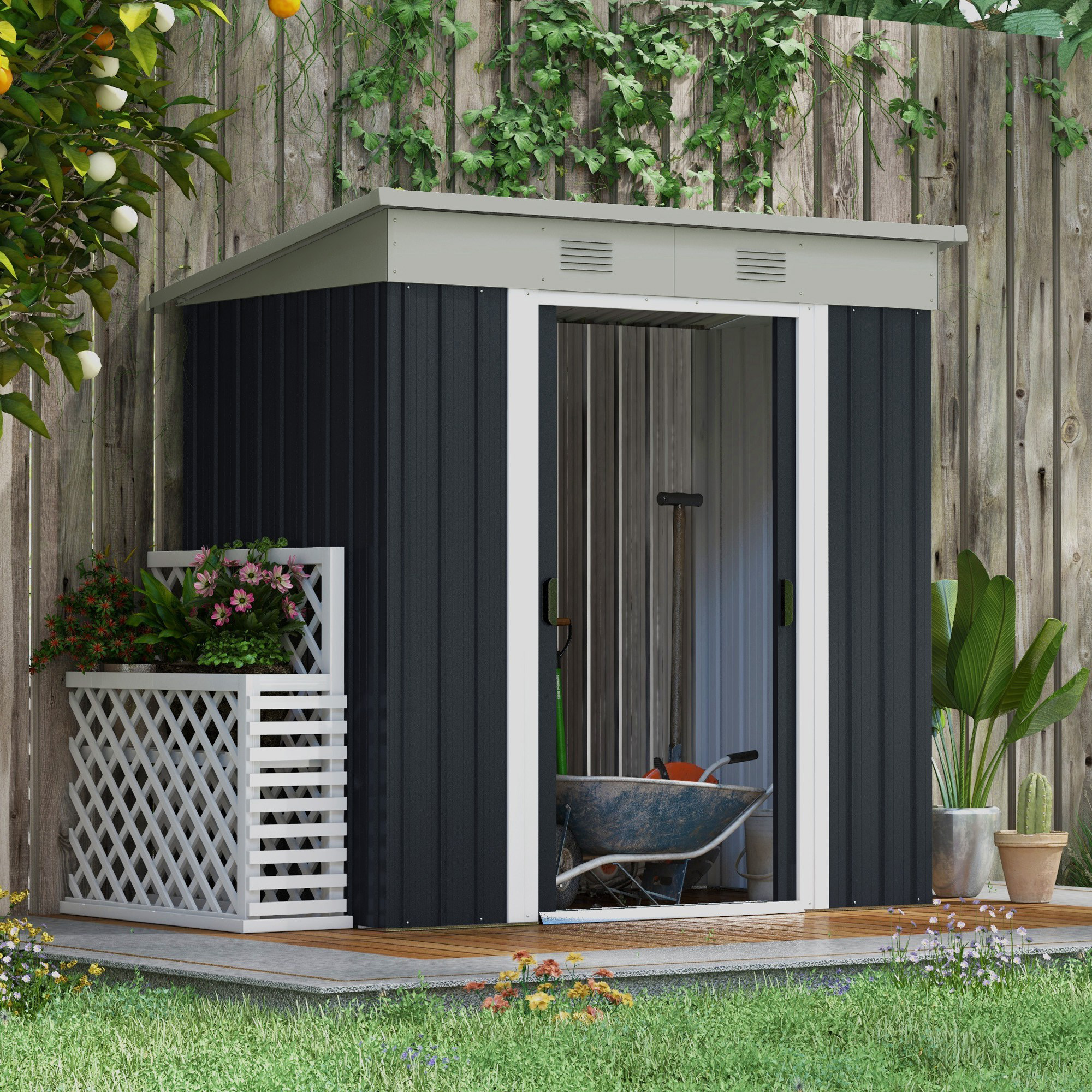Outsunny 7' x 4' x 6' Garden Storage Shed Outdoor Patio