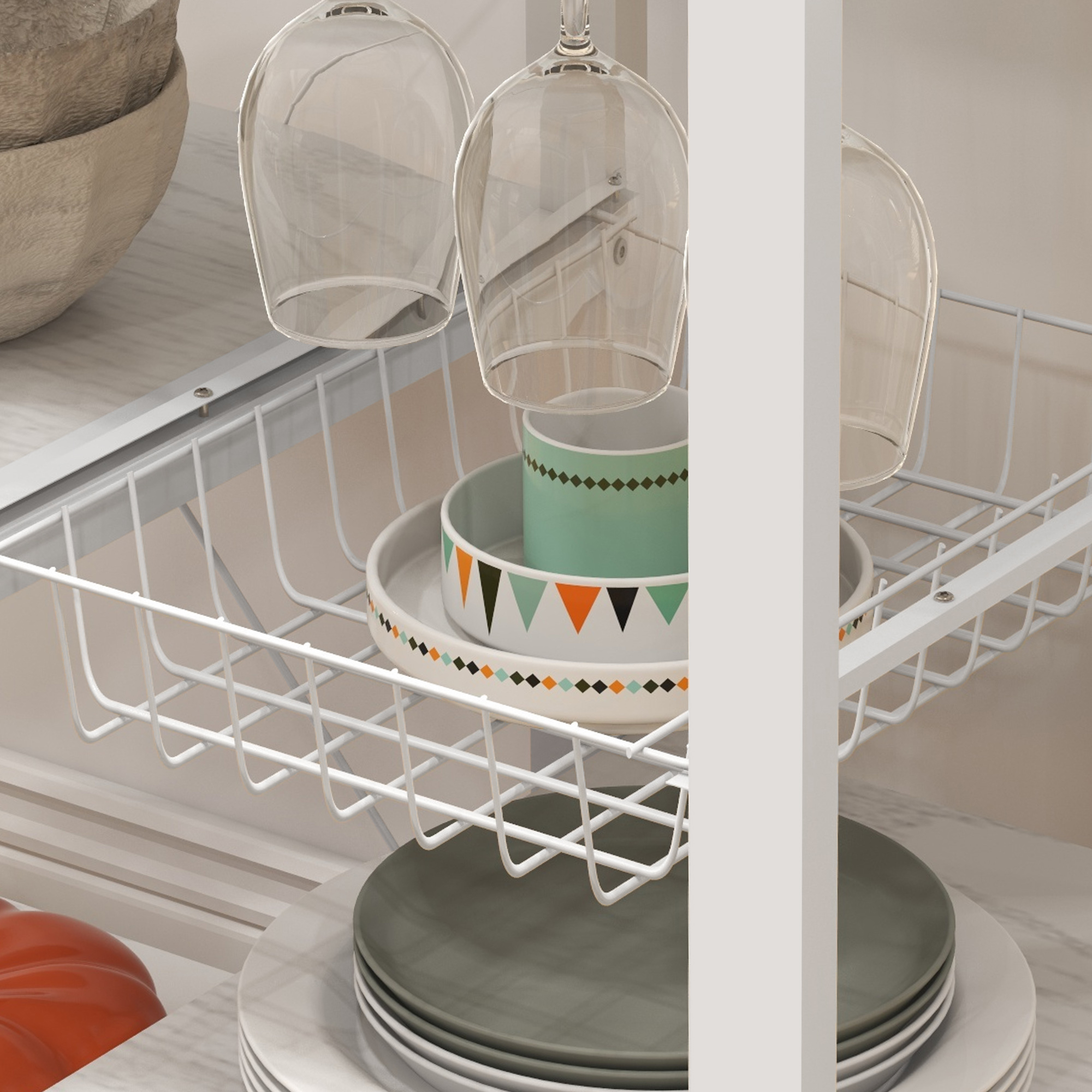 HOMCOM White Industrial Kitchen Baker's Rack with RGB Lights, Charging Station, Glass Holders & Open Shelves | Aosom.com 7