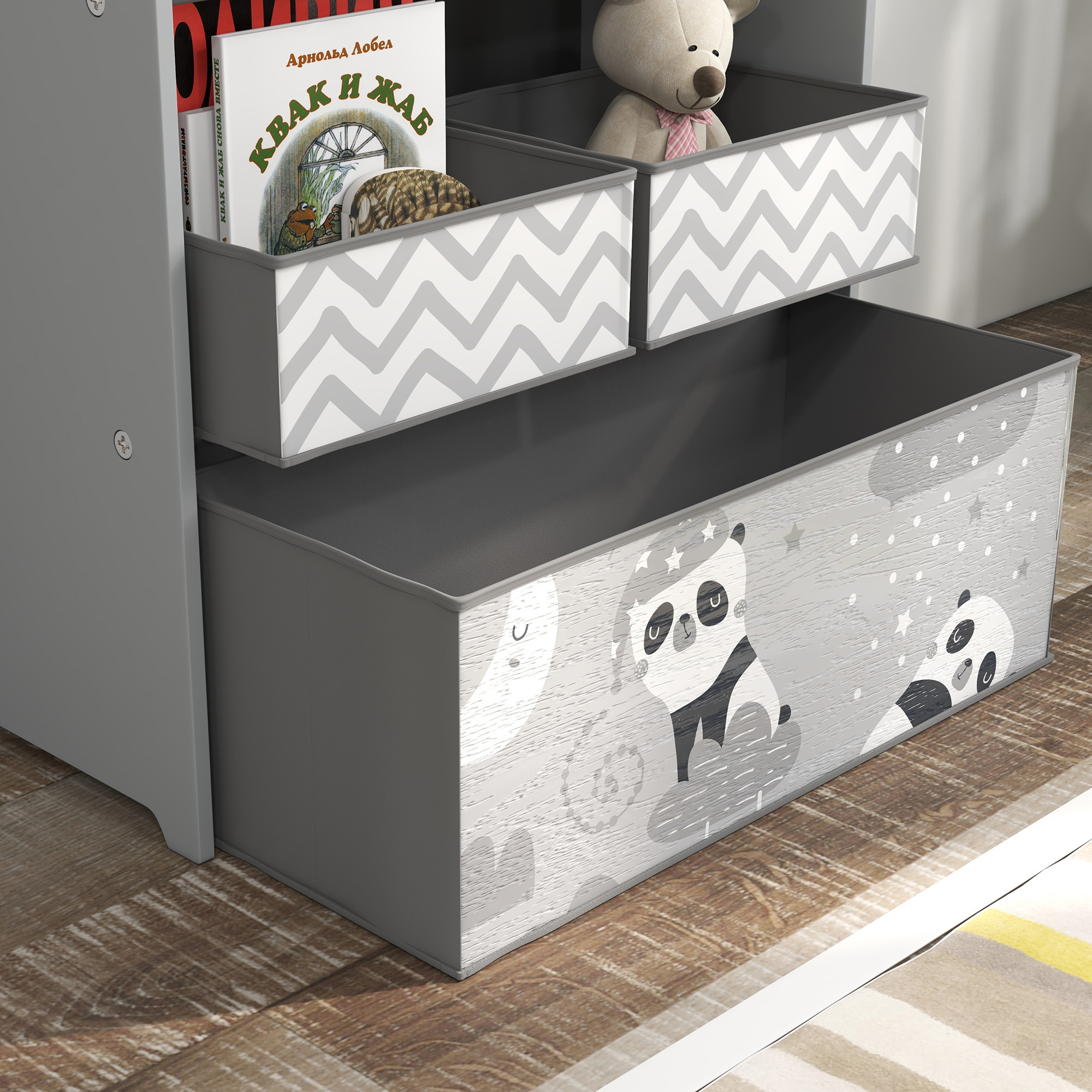 Qaba Toy Organizer with 6 Storage Bins, 25" x 12" x 26", Gray | Aosom.com 7