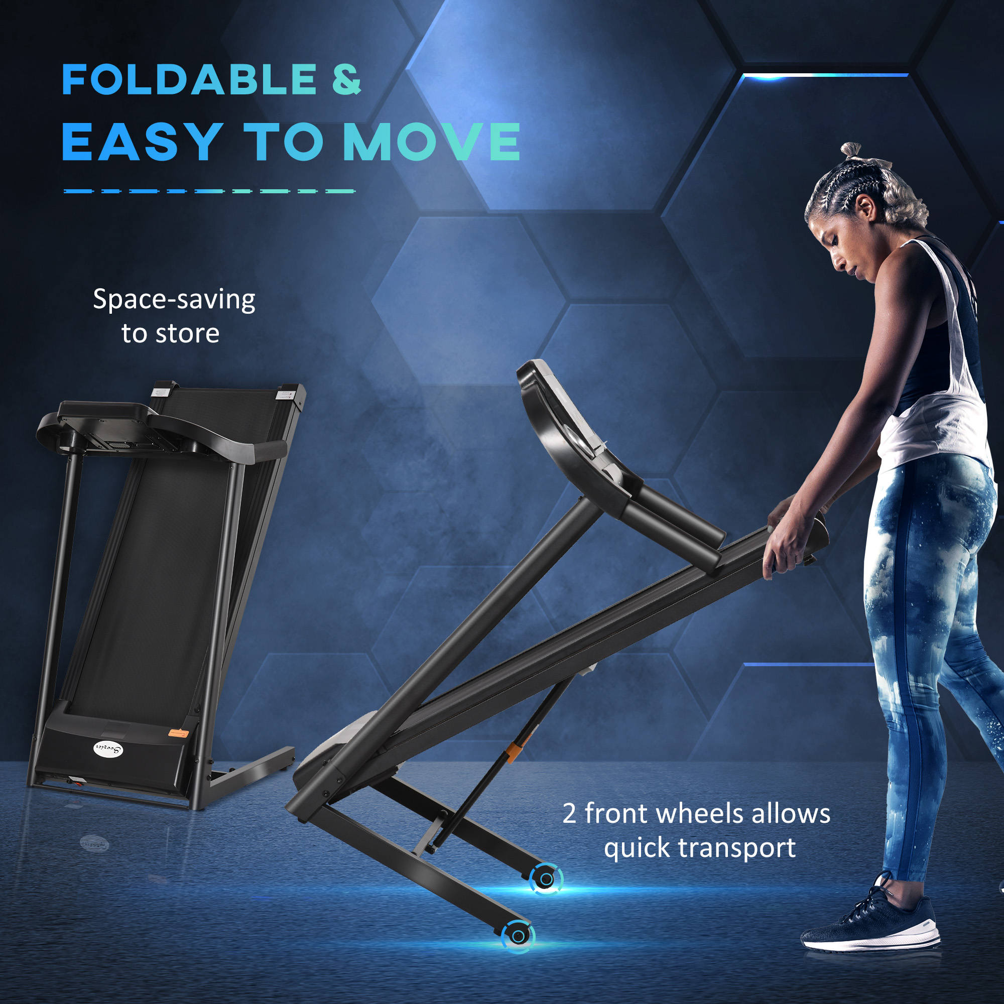 Soozier Treadmill Machine Electric Folding Exercise Running Machine 12 Preset Programs w/ LED Display, Phone Holder for Home Gym Indoor Fitness, Black 3