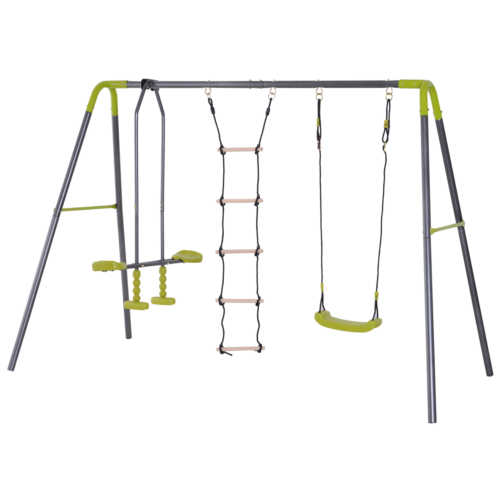 HOMCOM 3 in 1 Kids Swing Set, Double Face to Face Swing Chair
