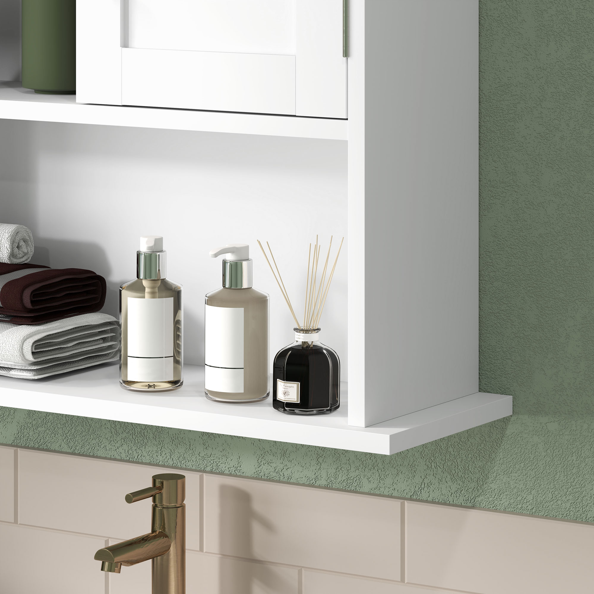 HOMCOM Wall Mounted Bathroom Cabinet, Modern Bathroom Wall Cabinet with 2 Doors and Adjustable Shelf, White 7