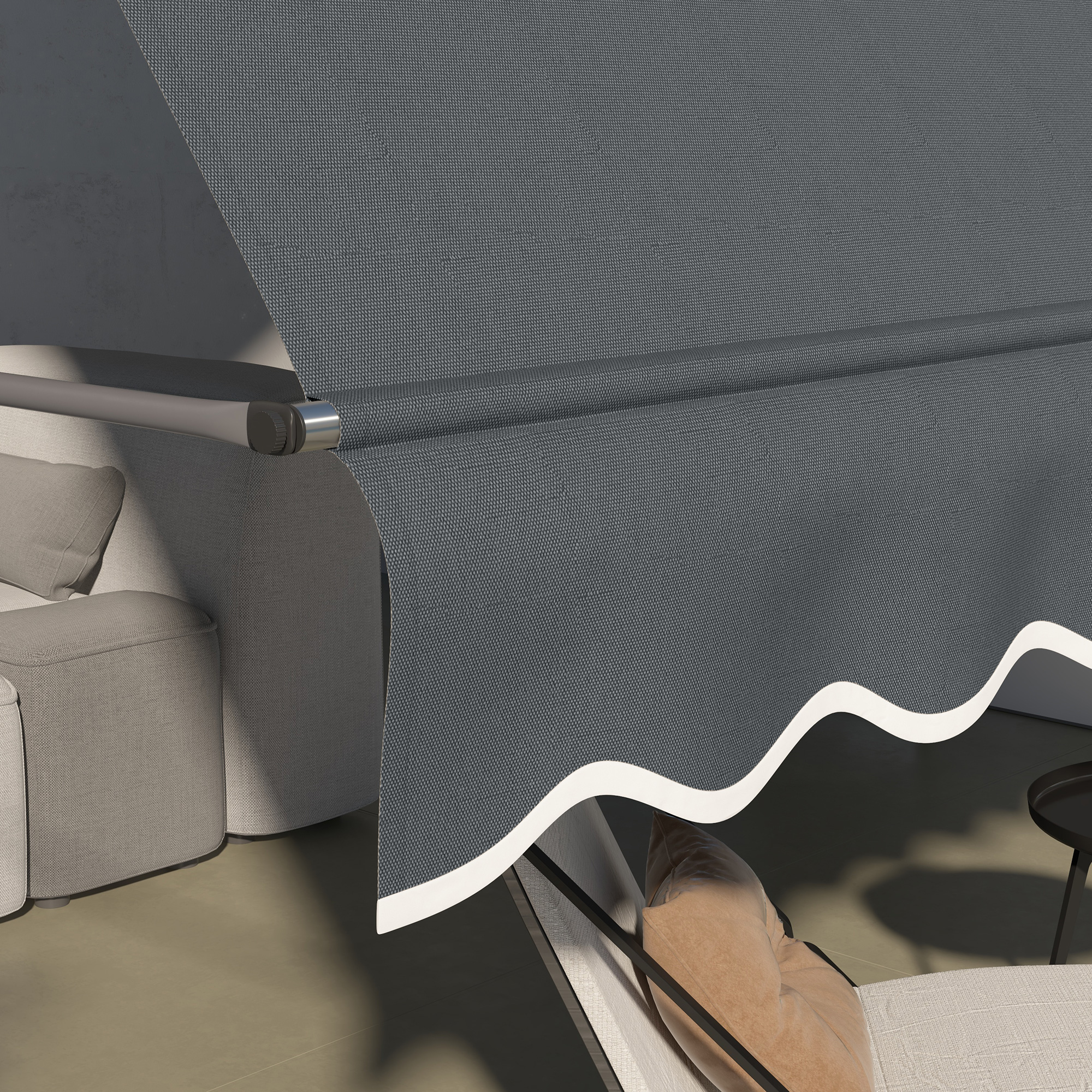 Outsunny Manual Retractable Awning 11.5x4 ft Freestanding UV Protection Patio Sunshade Dark Gray | Aosom.com 6