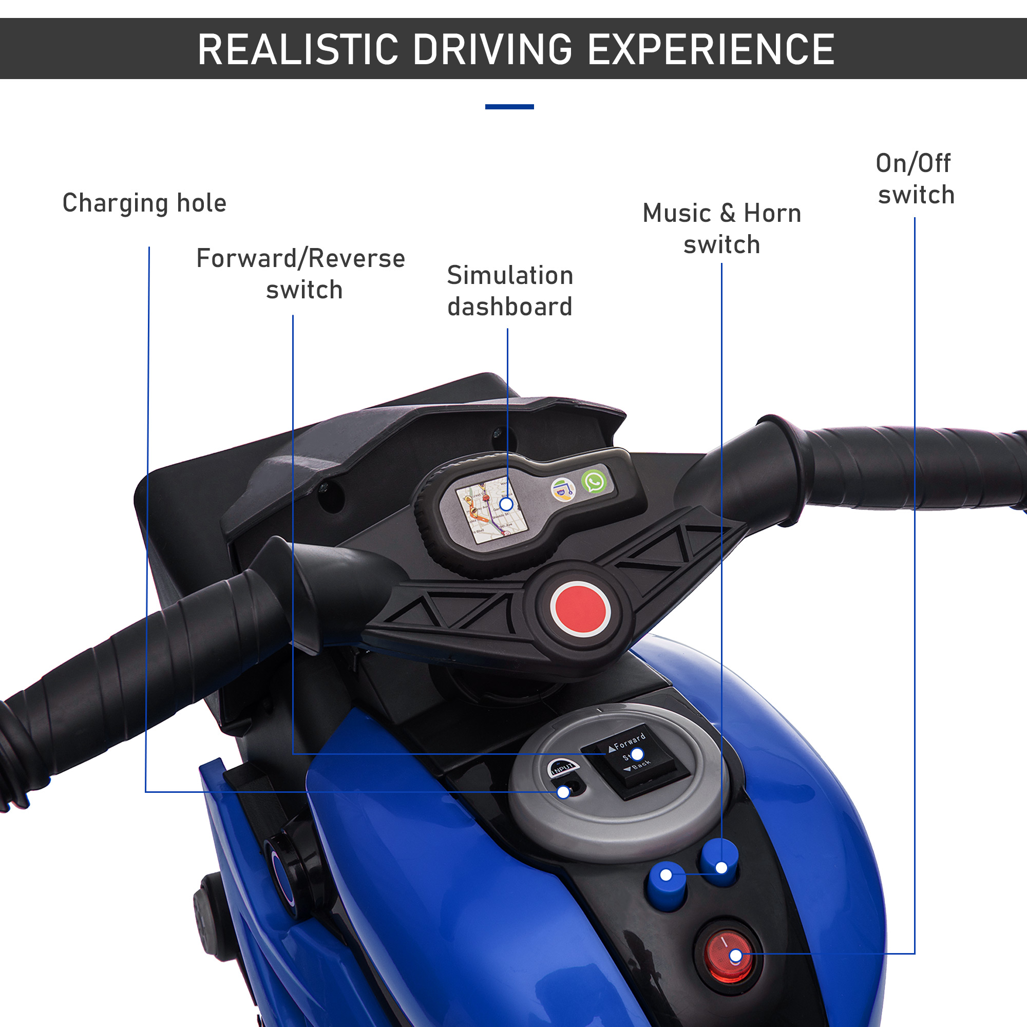 【P7147】doa／RIDE ON Aosom Kids Electric Pedal Motorcycle Ride-On Toy 6V Battery