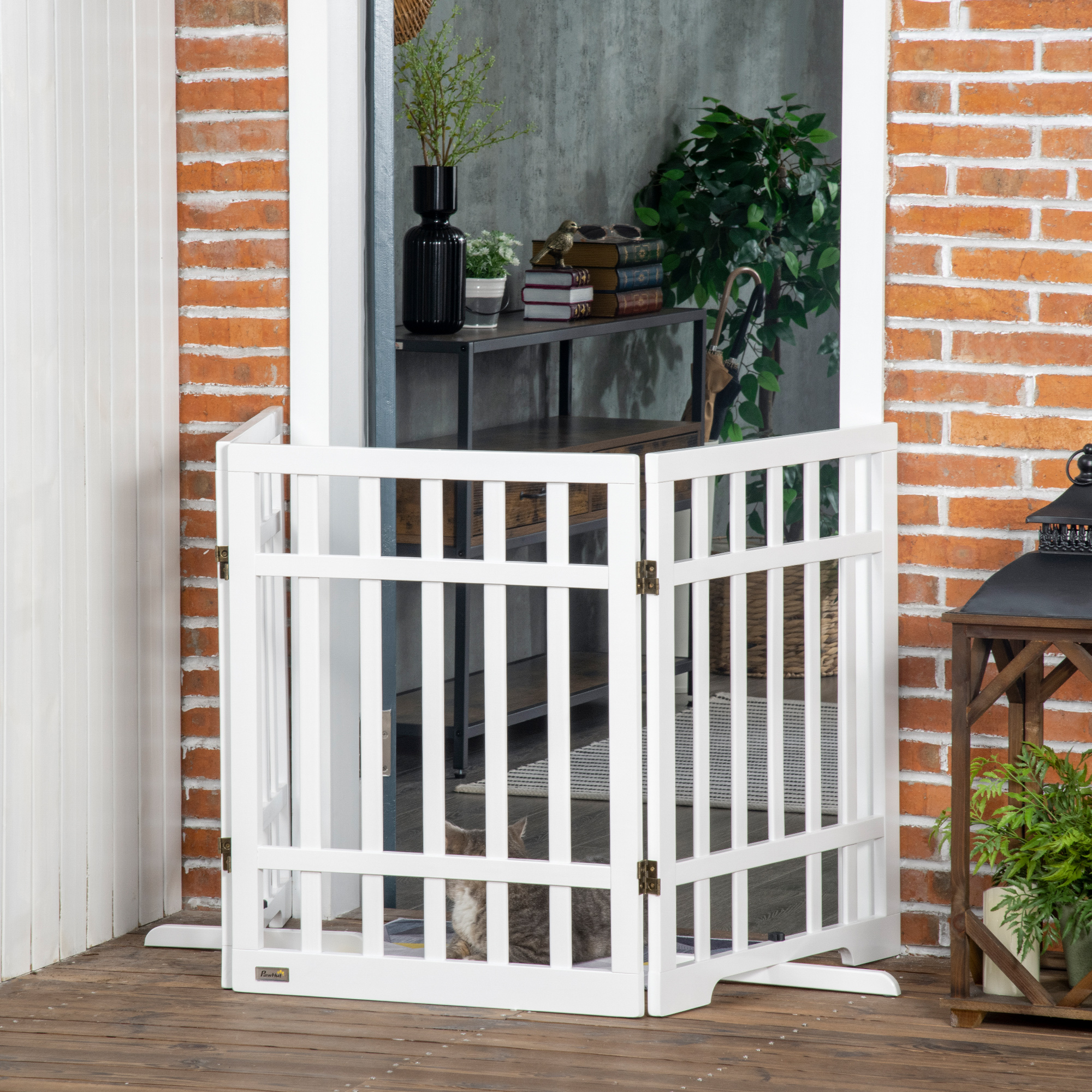 thumbnail image 2 of Foldable Pet Gate Dog Fence – 4 Panels, 36 Inches – With 2 Support Feet – Indoor Doorway – Wish2016 2 of 3