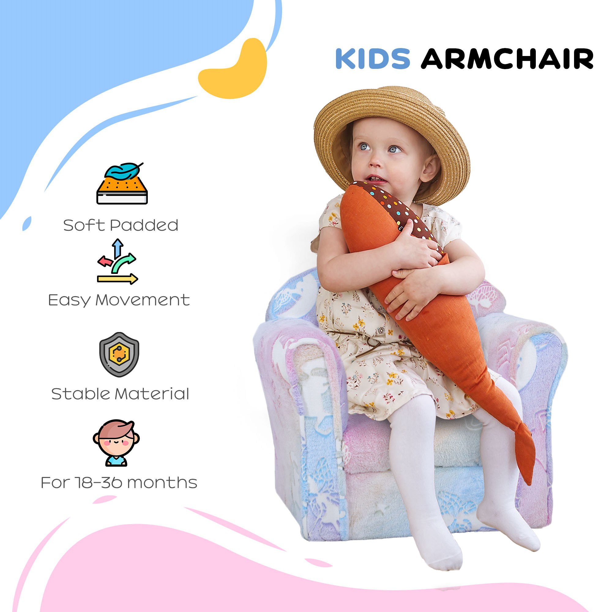 Qaba Kids Sofa with Glowing Fairy Design for 18-36 Months, Multicolor | Aosom.com 3