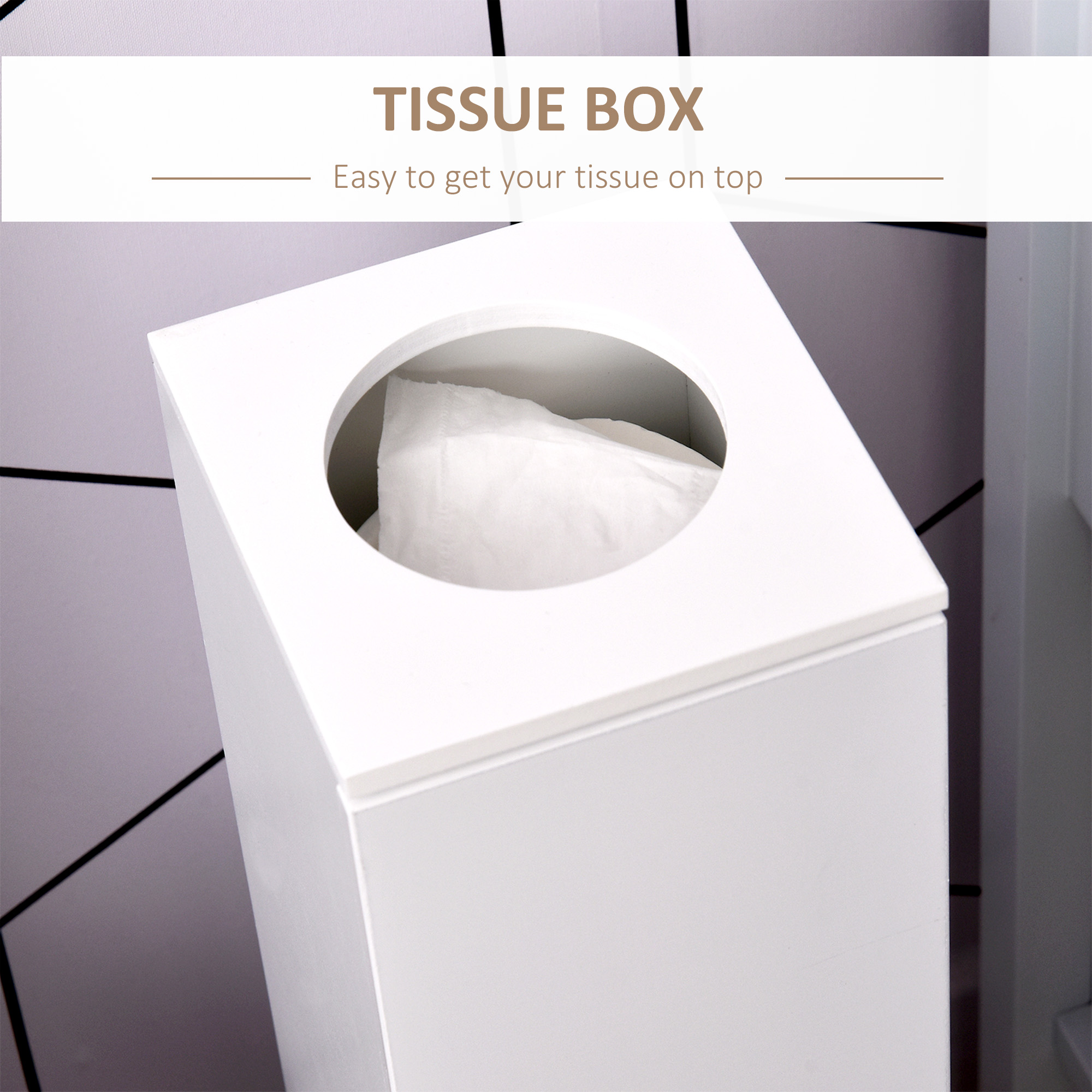 HOMCOM Toilet Paper Storage Cabinet 26 Narrow Bathroom Organizer Floor Standing White | Aosom.com 4
