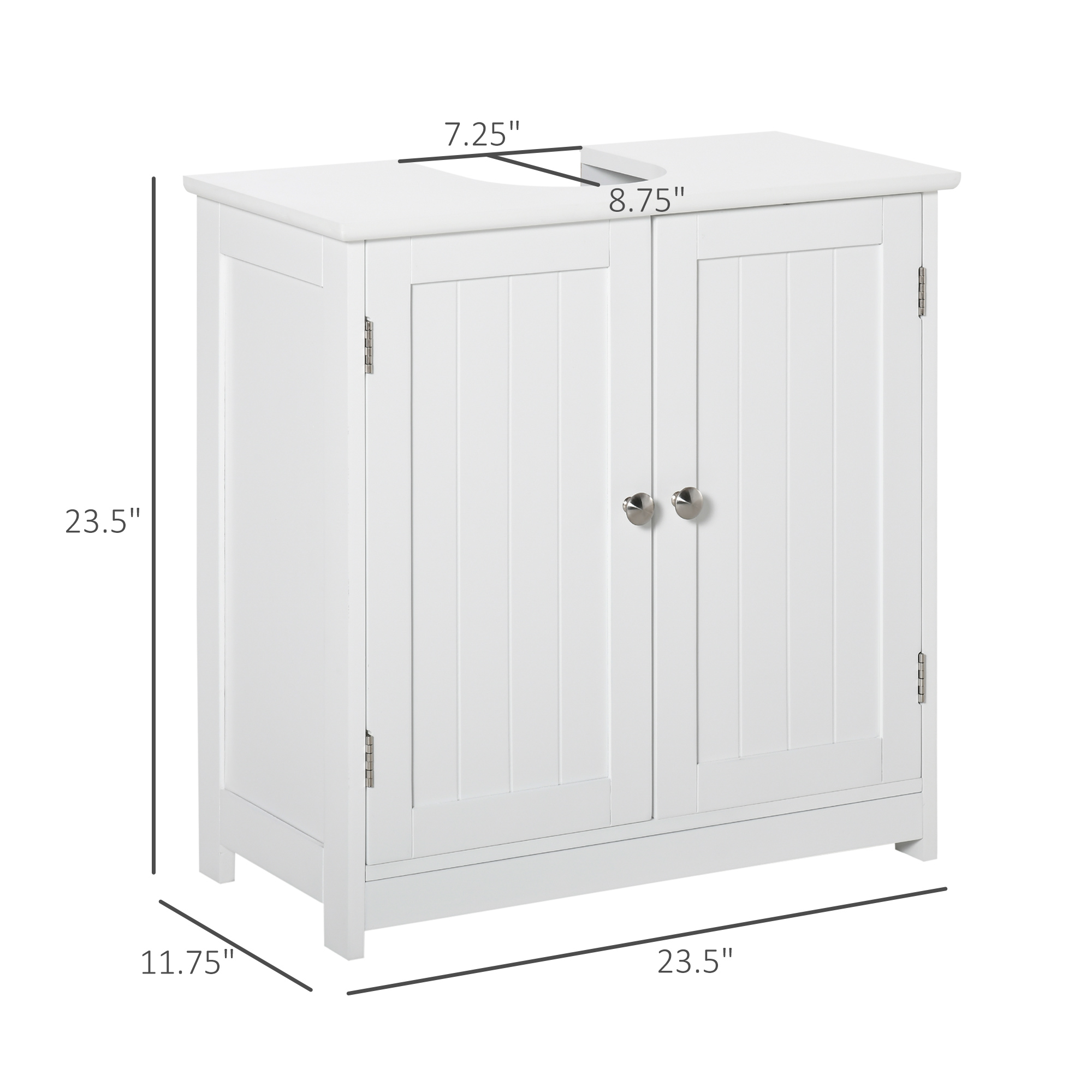 kleankin Pedestal Sink Cabinet White Bathroom Vanity Storage with U-Shape Cut-Out Adjustable Shelf | Aosom.com 1