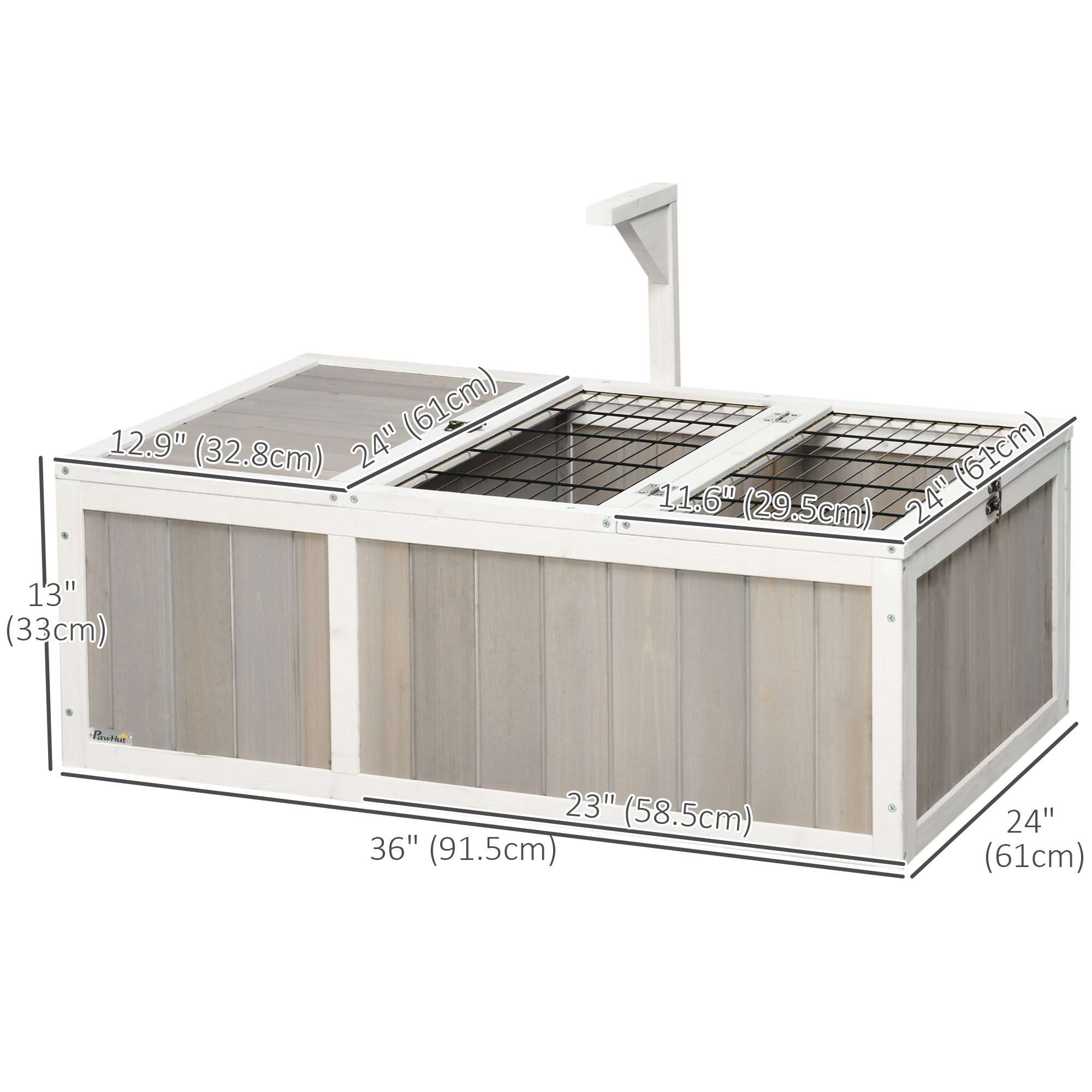 PawHut Wooden Tortoise Habitat with Openable Top, Run Cage, Two