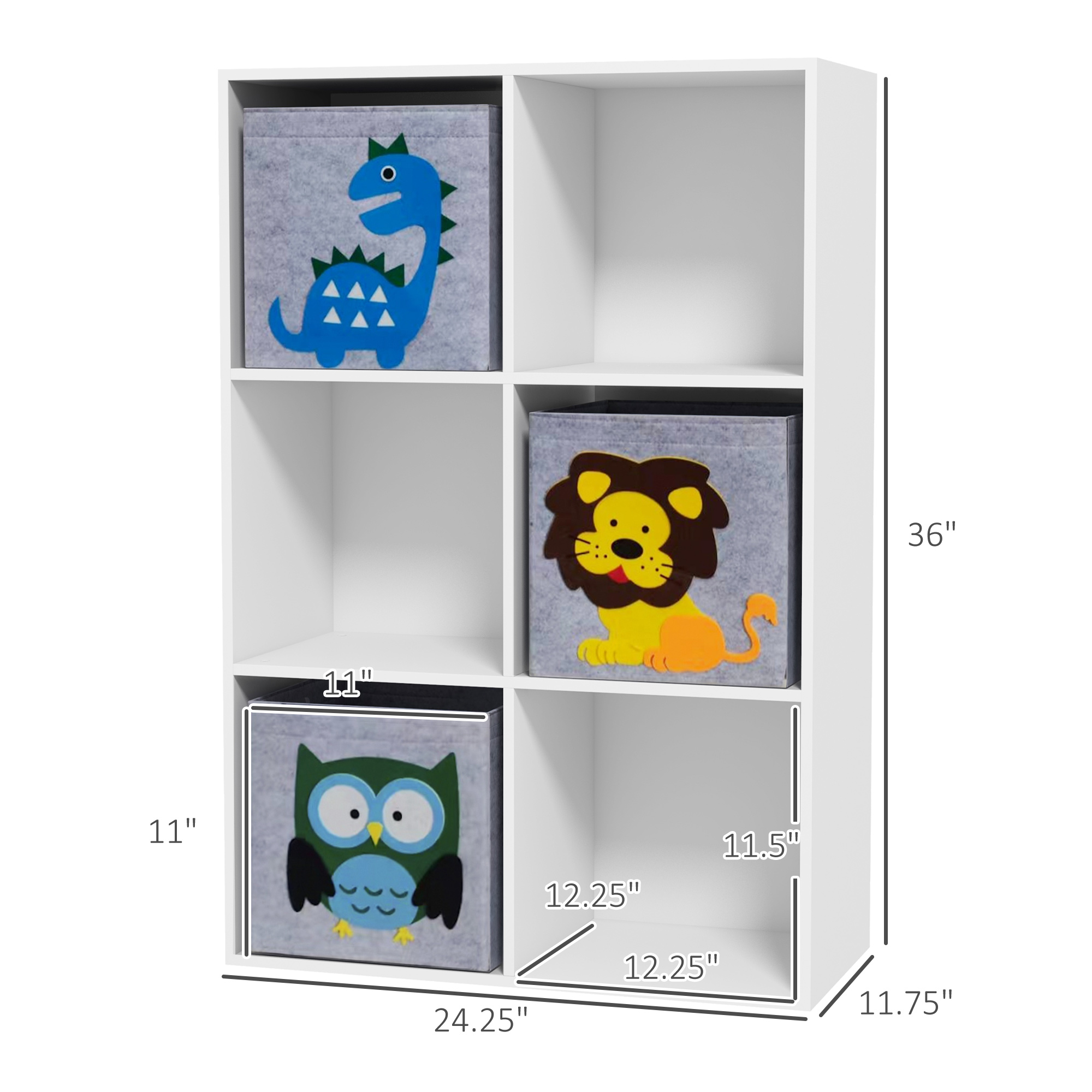 Qaba Multi-Bin White Toy Organizer, 6 Bin Storage System for Kid's Room, 24.25"x11.75"x36" | Aosom.com 1