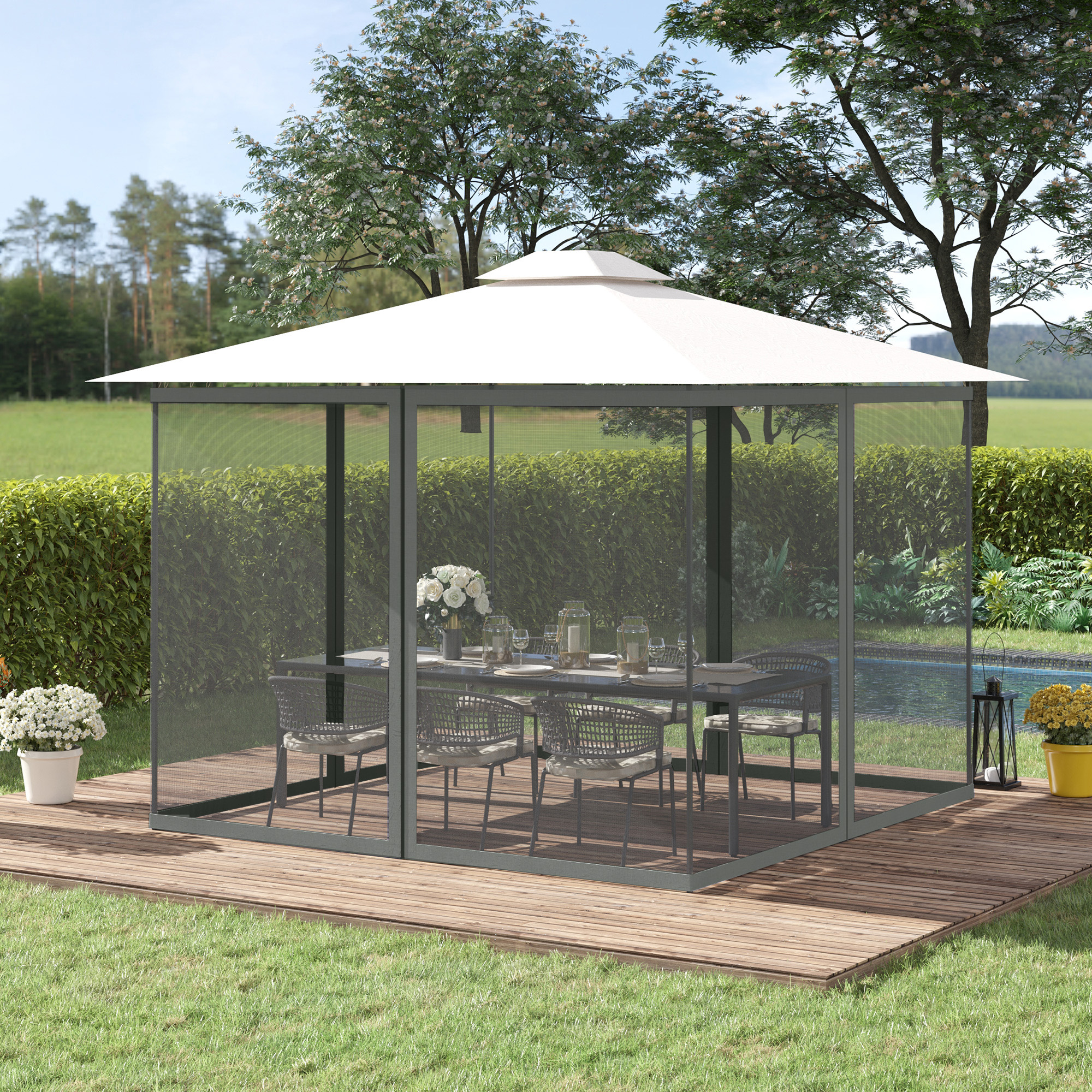 Ugcitop 10 ft. x 12 ft. Melody Gazebo with Mosquito Net | APEX GARDEN