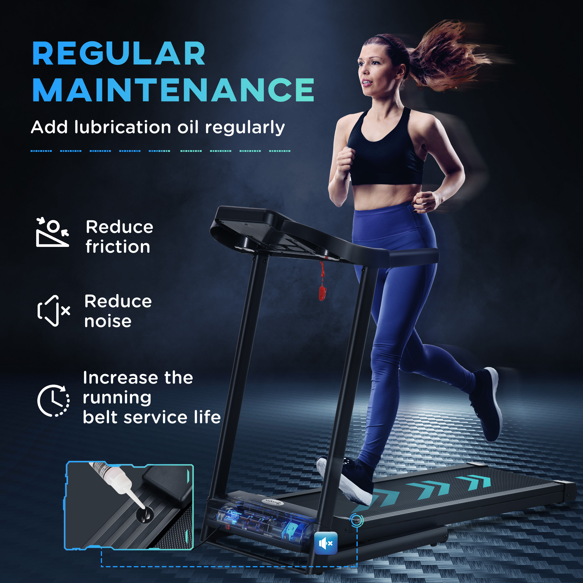 Soozier Treadmill Machine Electric Folding Exercise Running Machine 12 Preset Programs w/ LED Display, Phone Holder for Home Gym Indoor Fitness, Black 5