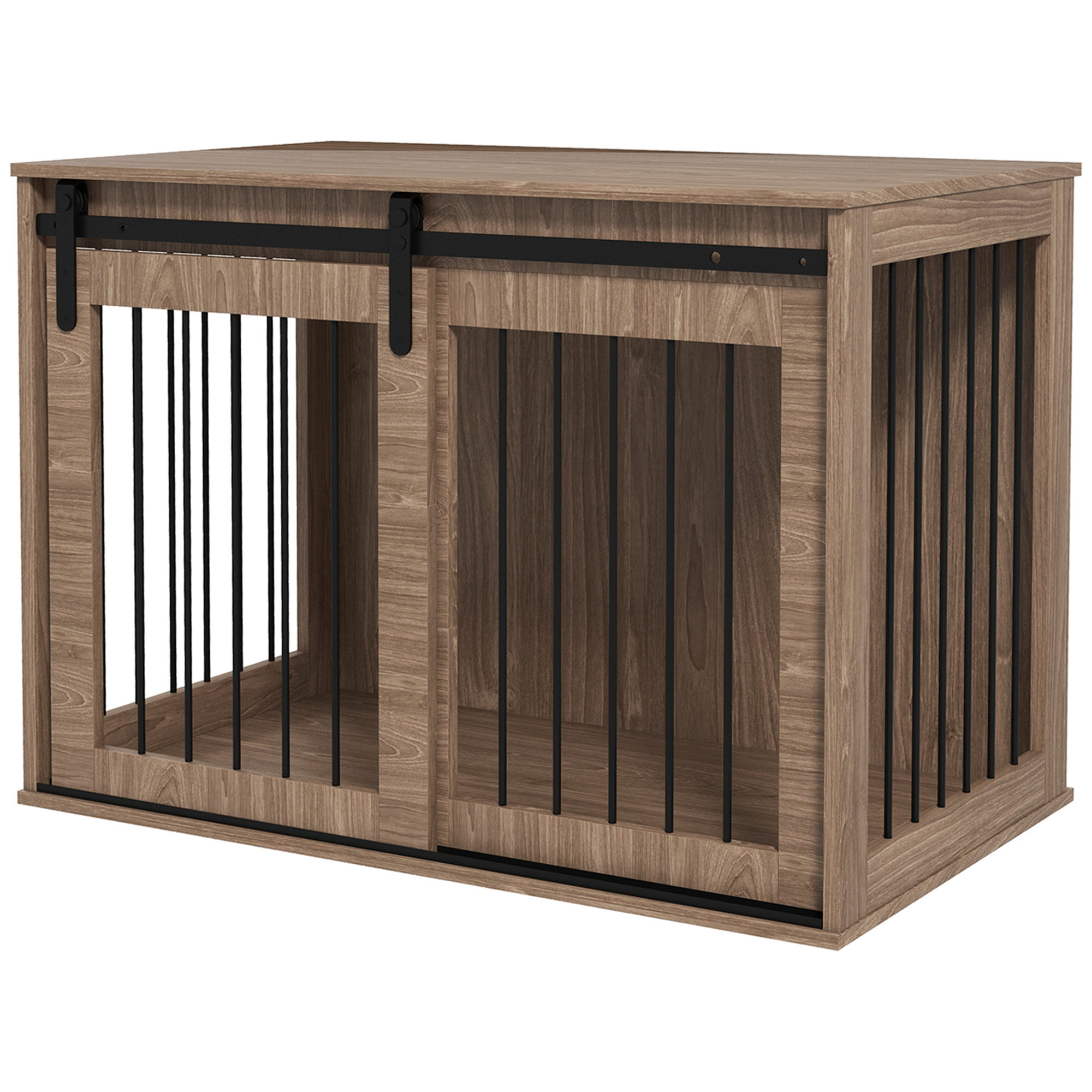 PawHut Large Dog Cage 39x23x27 2-In-1 Crate & End Table Furniture Indoor Walnut Brown | Aosom.com