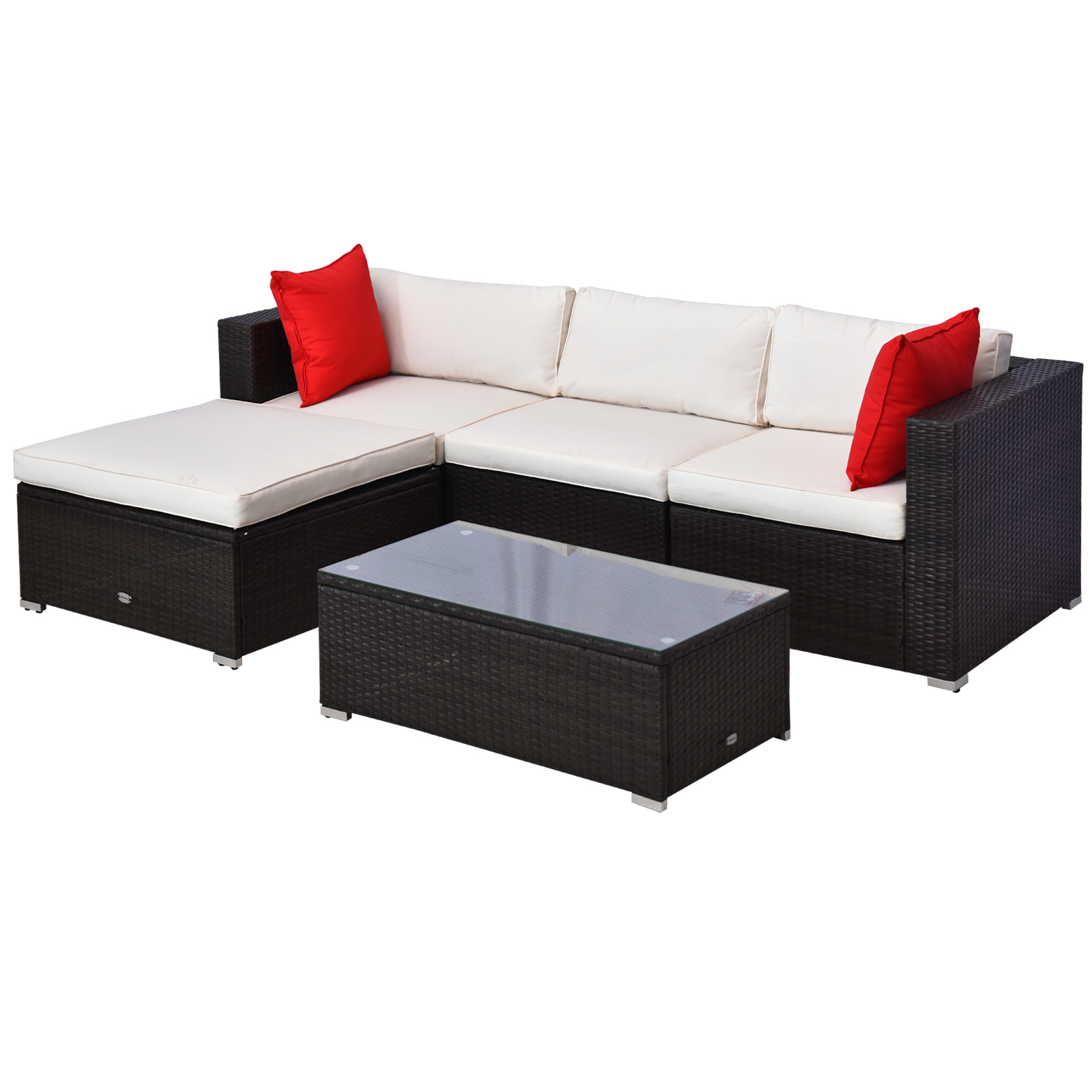 Outsunny 5 Piece Patio Wicker Furniture Set, Outdoor