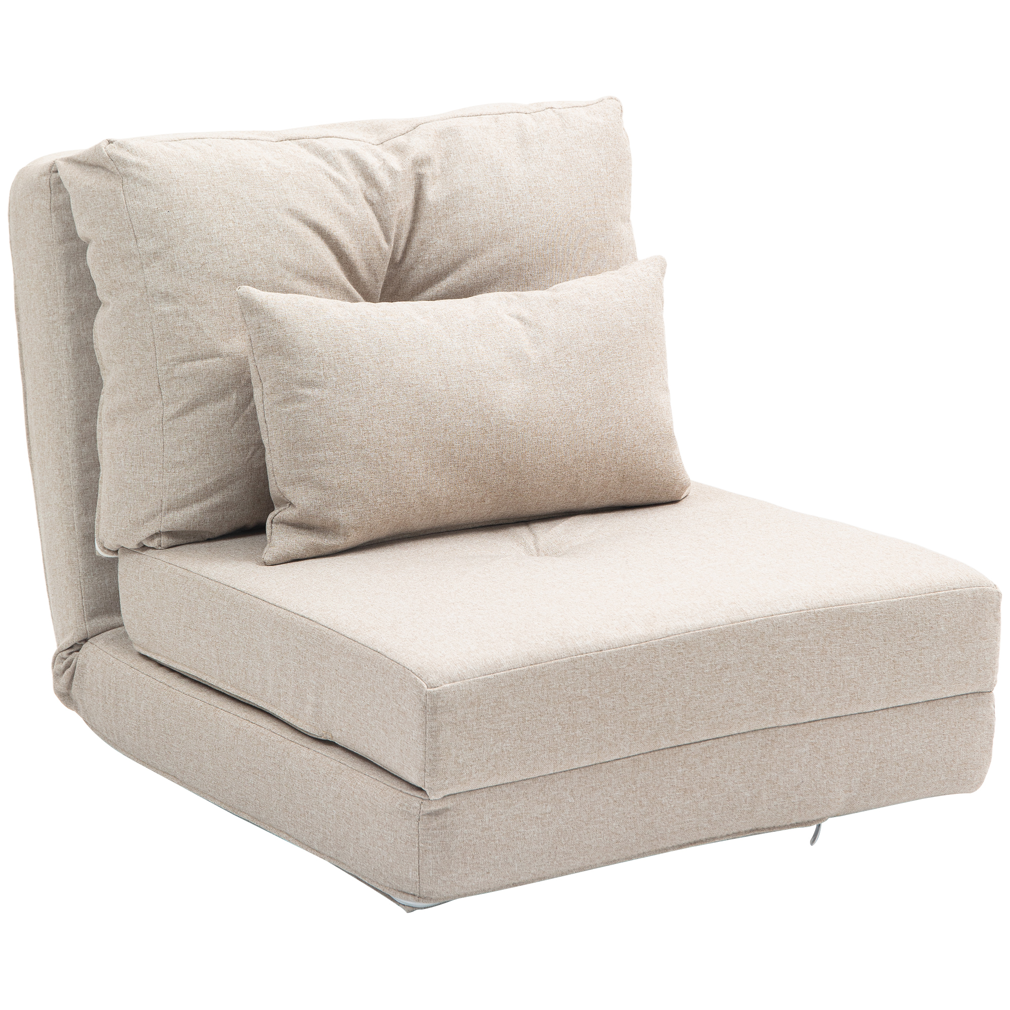 HOMCOM Floor Chair, Convertible Floor Sofa Bed, Folding Upholstered Couch Bed with Adjustable Backrest, Beige | Aosom.com