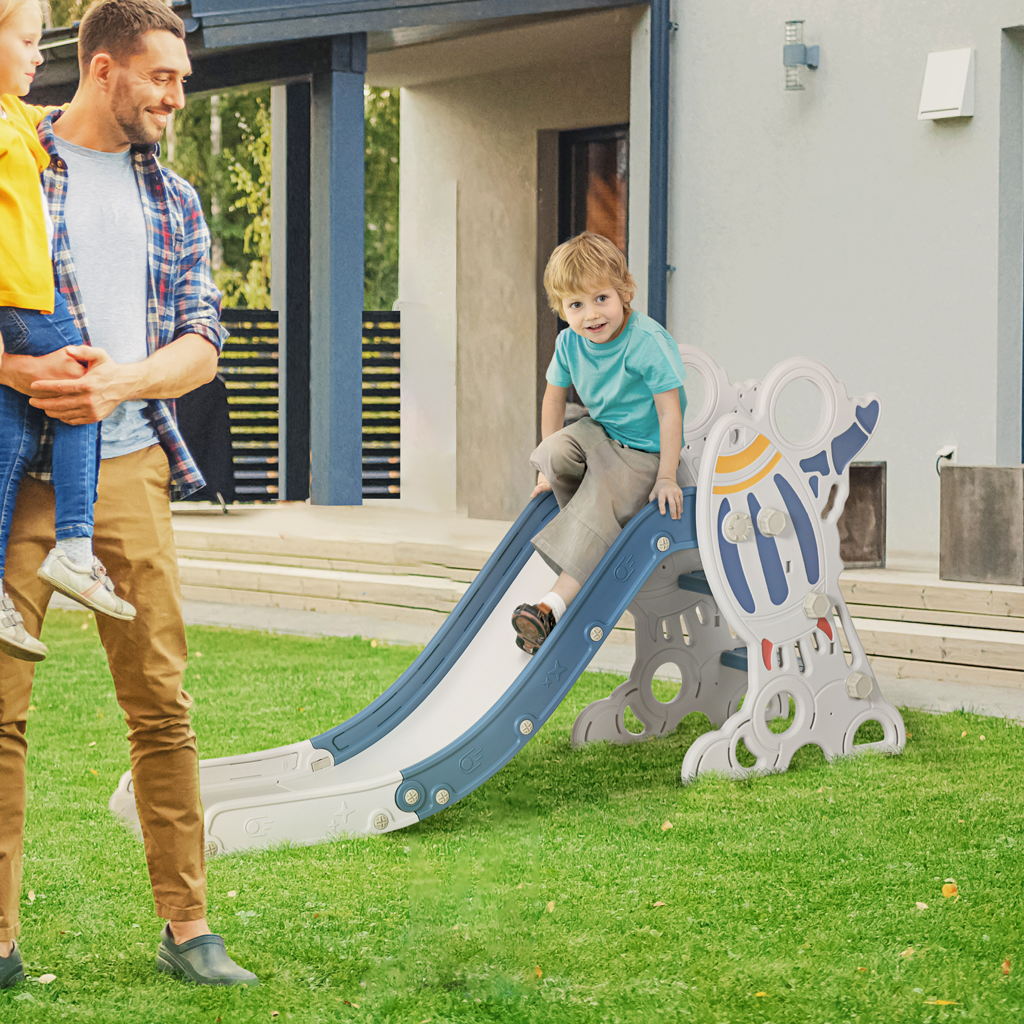 Qaba Toddler Slide Indoor for Kids 1.5-3 Years Old, Space