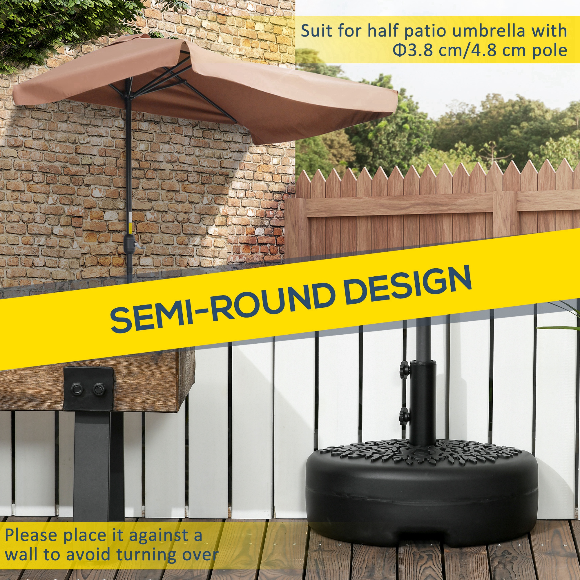 half stand for patio umbrella Giantex Round Base | 44 lbs Fillable Half Umbrella with 1.5"-1.9" Pole Adapters Versatile in design Us Weight Half Round 20
