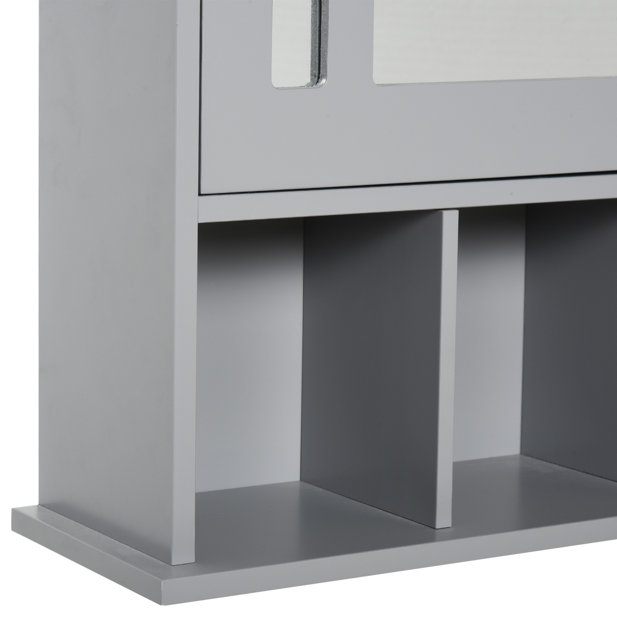 Kleankin Versatile Wall Cabinet: Gray Wall-Mounted Bathroom/Kitchen Cabinet with Mirror Door & Open Shelves | Aosom.com 7