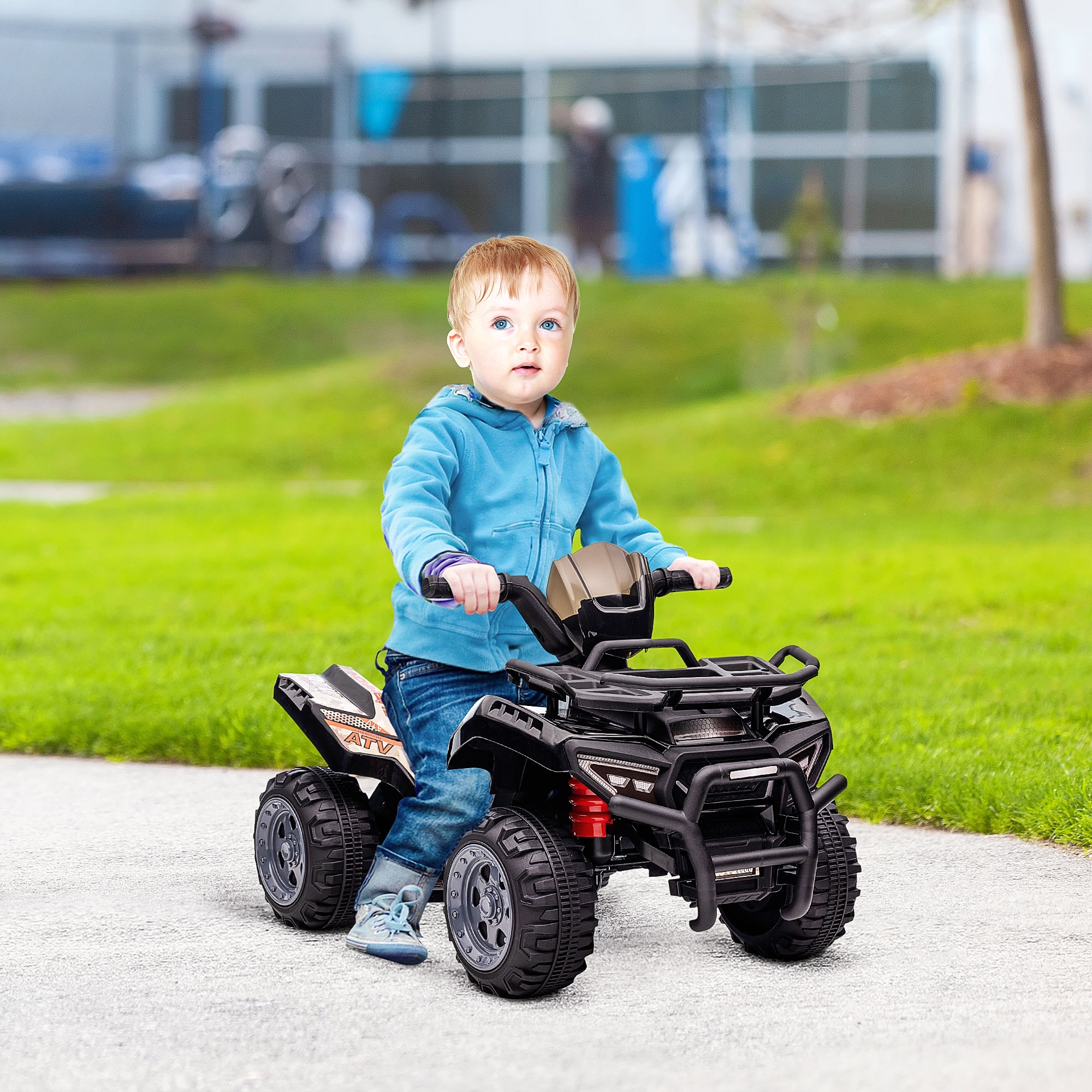 Aosom Ride-On ATV: 6V Battery Powered, Four Wheeler, Headlights, 18-36 Months, Black, Toddler Quad Aosom Canada