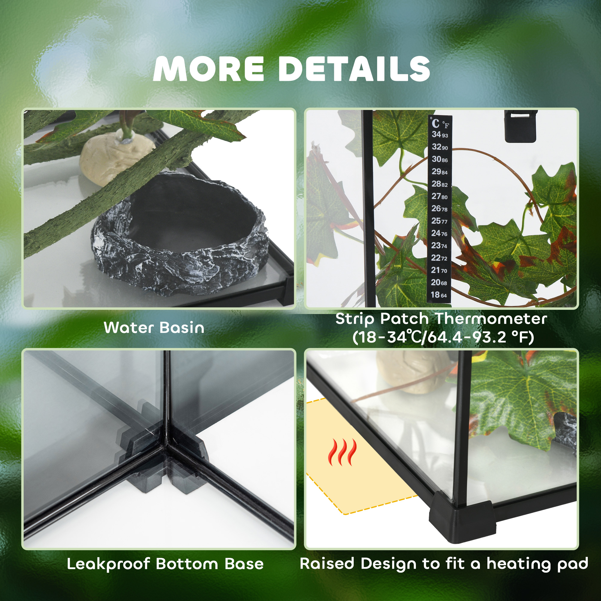 Hamiledyi Mini tanque de terrario de vidrio para reptiles, 12 x 8 x 6