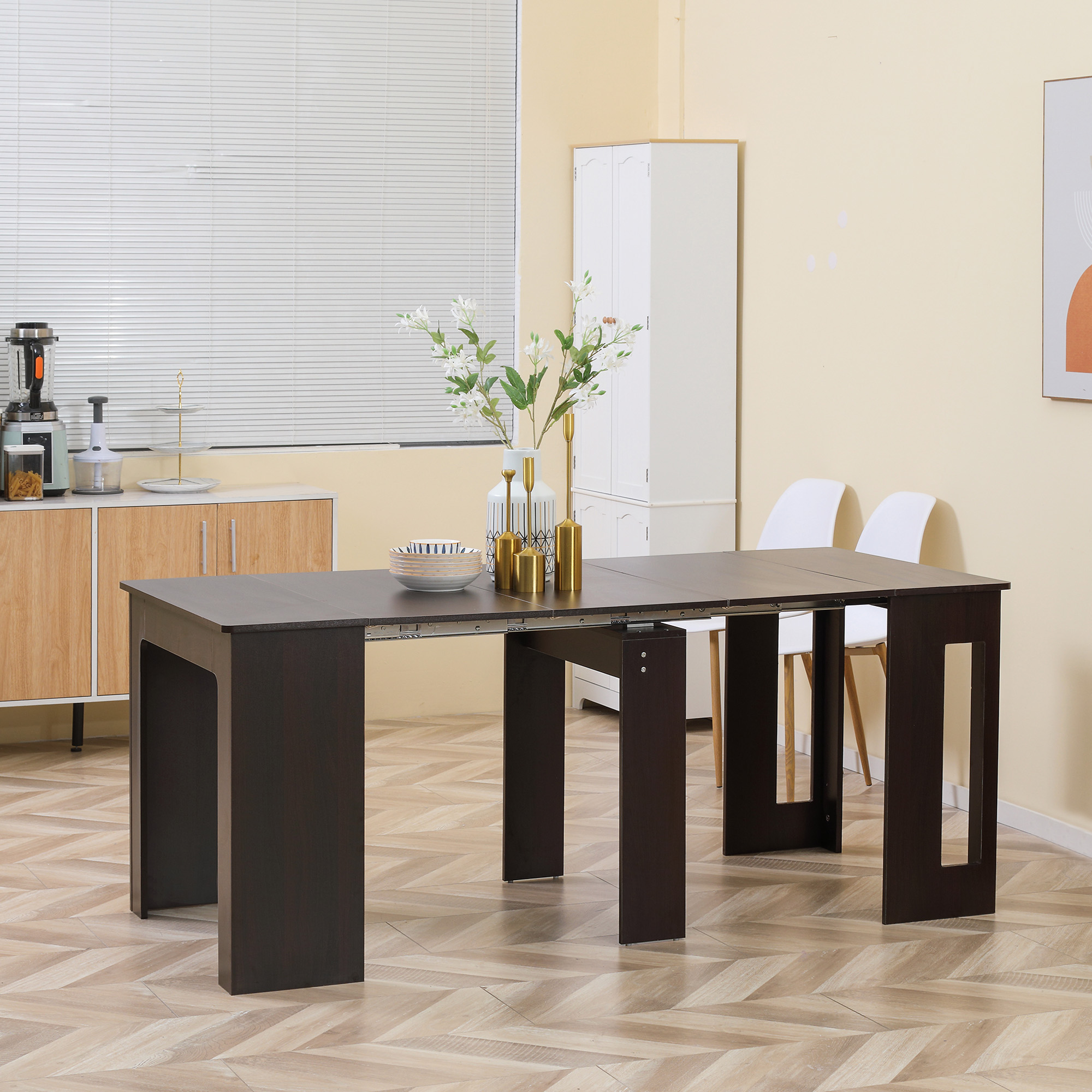 HOMCOM Foldable Table, Extendable Dining Table, Kitchen