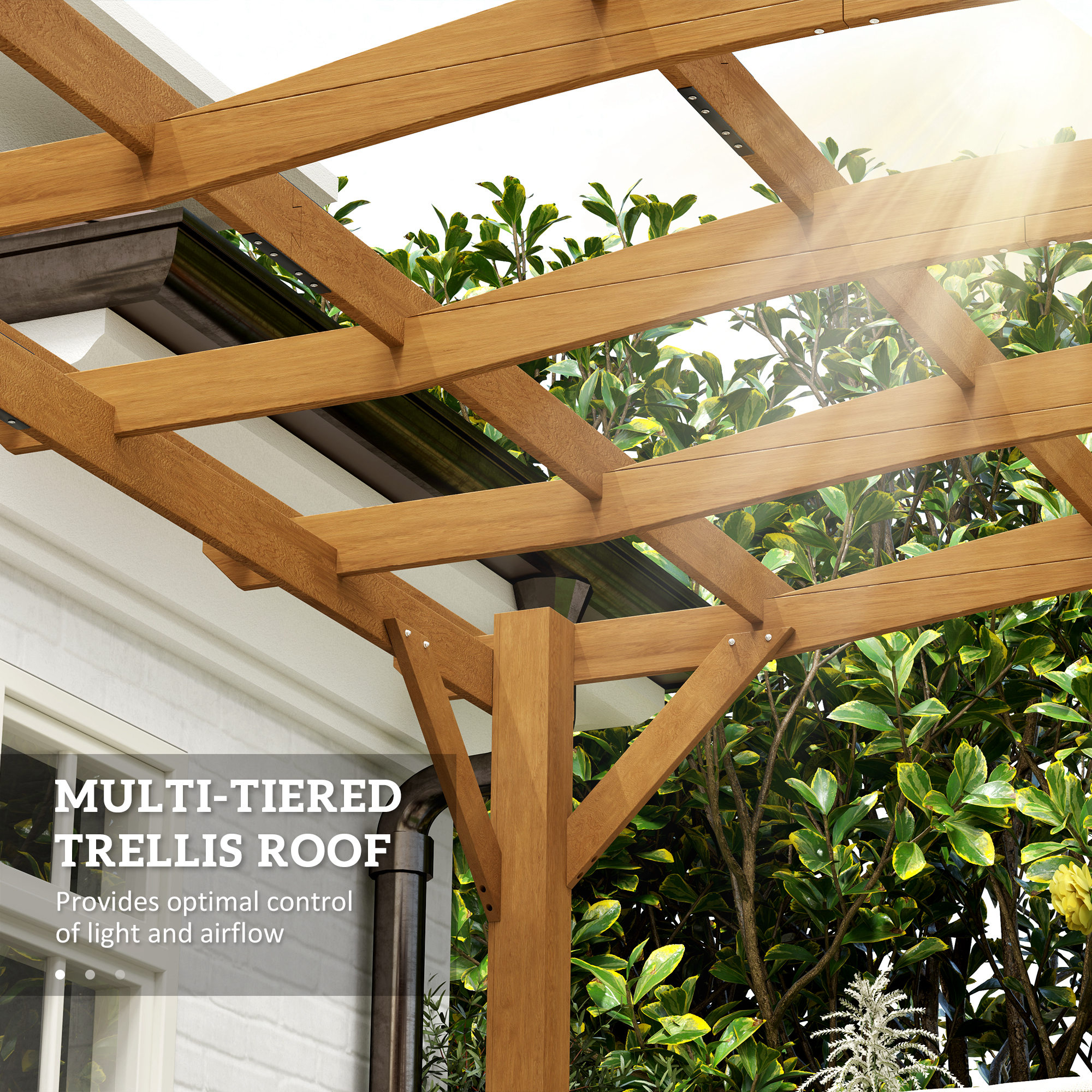 Outsunny 10' x 12' Wood Pergola, Outdoor Gazebo Grape Trellis with