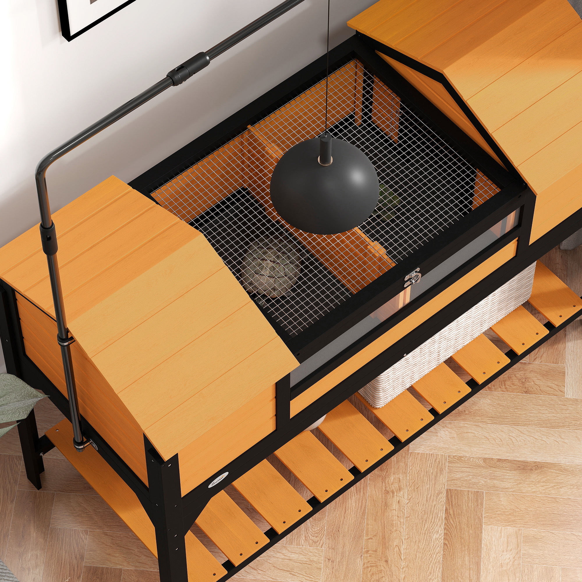 PawHut Tortoise Enclosure Tortoise House with Adjustable Lamp