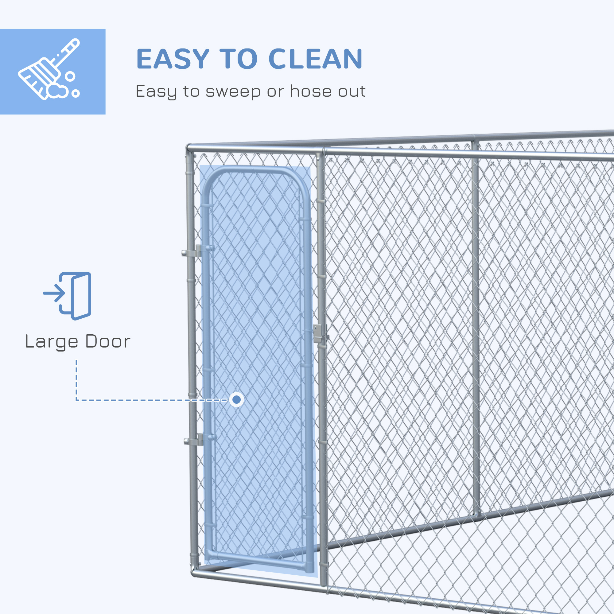 PawHut Outdoor Dog Kennel Galvanized Chain Link Fence Heavy Duty Pet Run  House Chicken Coop with Secure Lock Mesh Sidewalls for Backyard Garden,  Silver, | Aosom.com