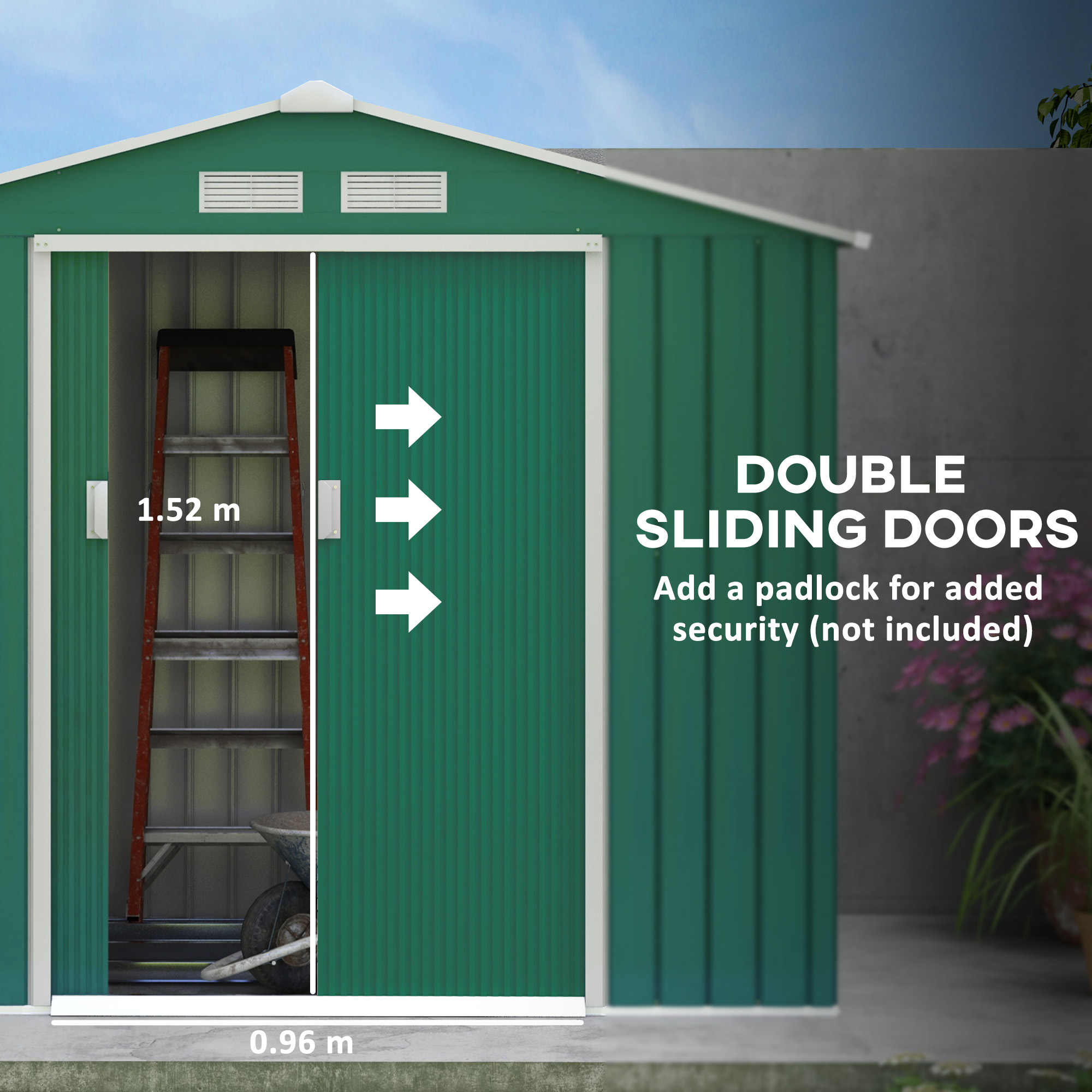 Outsunny 7' x 4' Steel Storage Shed Organizer, Garden Tool