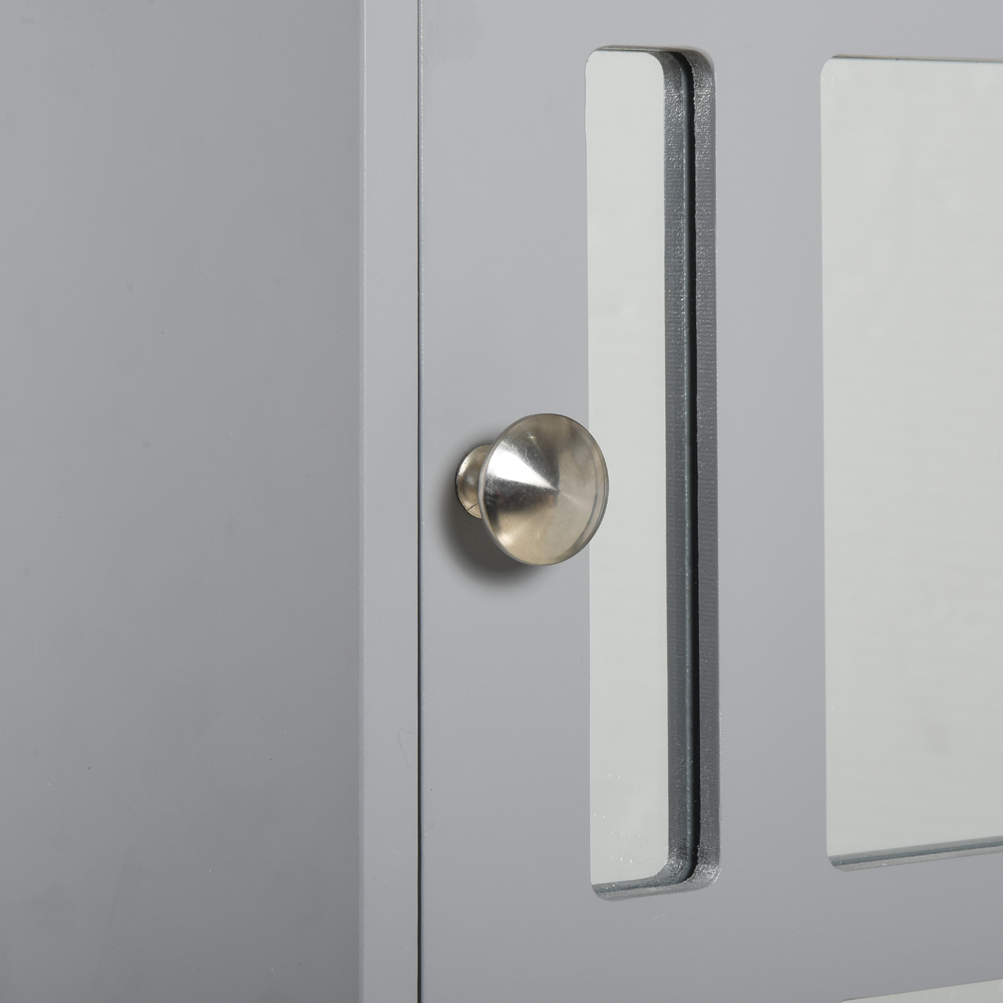Kleankin Versatile Wall Cabinet: Gray Wall-Mounted Bathroom/Kitchen Cabinet with Mirror Door & Open Shelves | Aosom.com 6