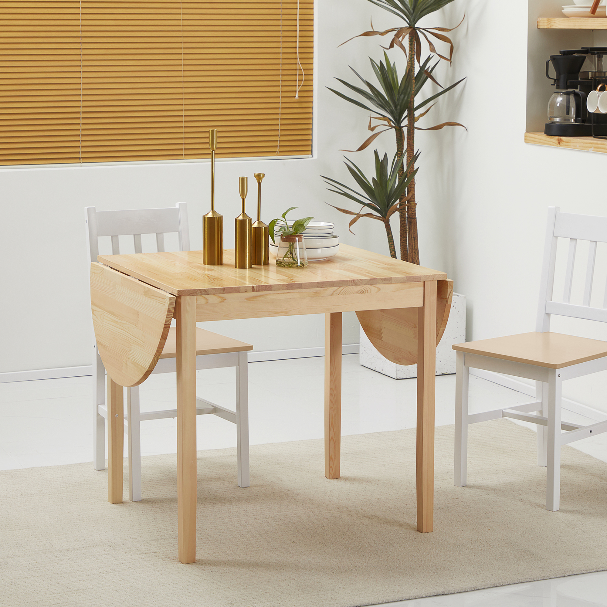 激安直営店 Kitchen Wood Solid HOMCOM Table, Small for Tables Leaf Drop テーブル・チェア・ハンモック