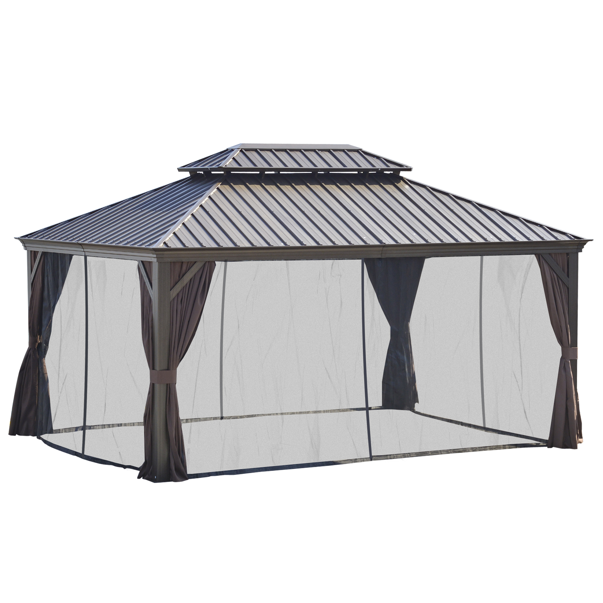 Outsunny 12x16 Hardtop Gazebo with Aluminum Frame, Permanent