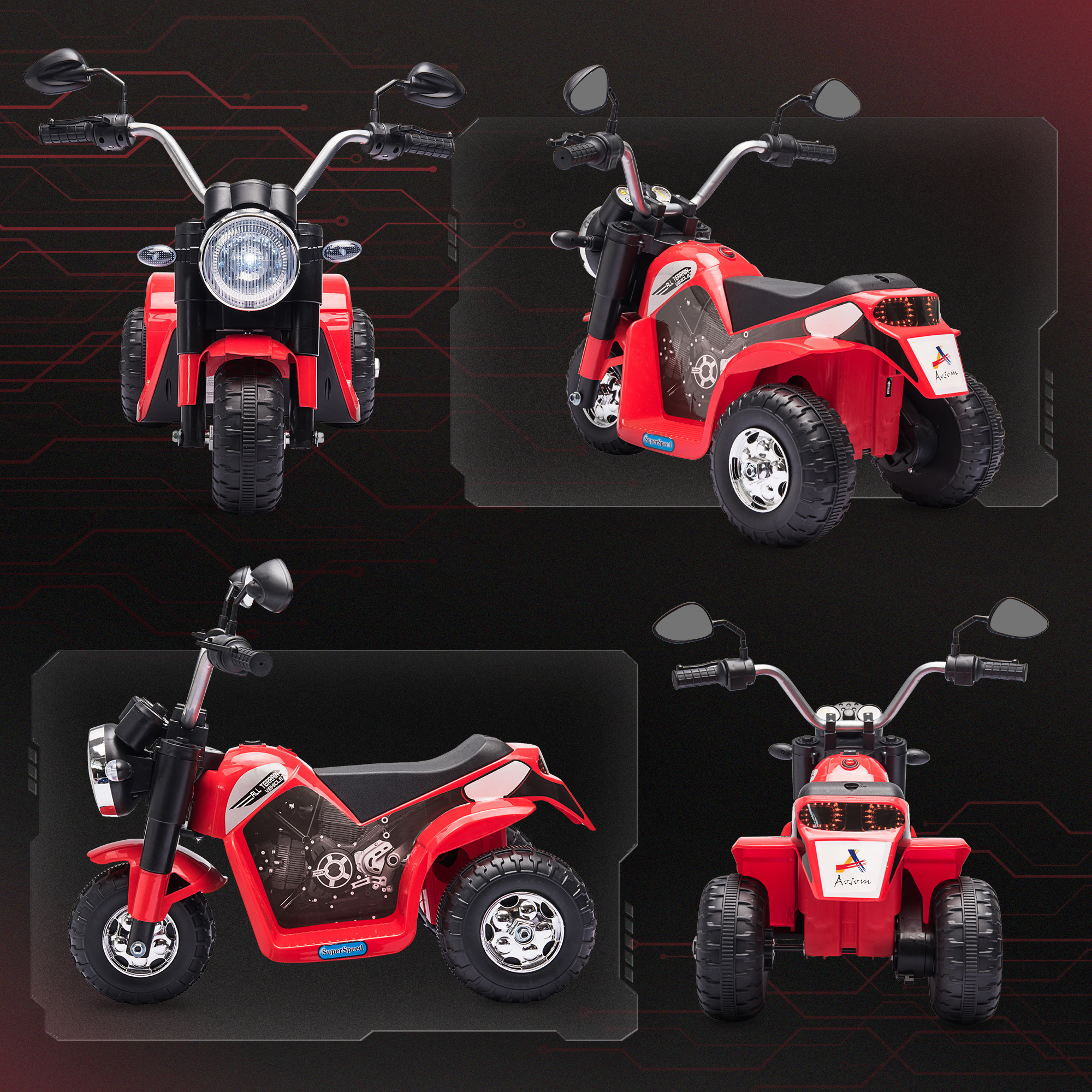 その他 MAXiMAM-KiD Qaba 12V Kids Electric Motorcycle w/ Twist Grip Throttle