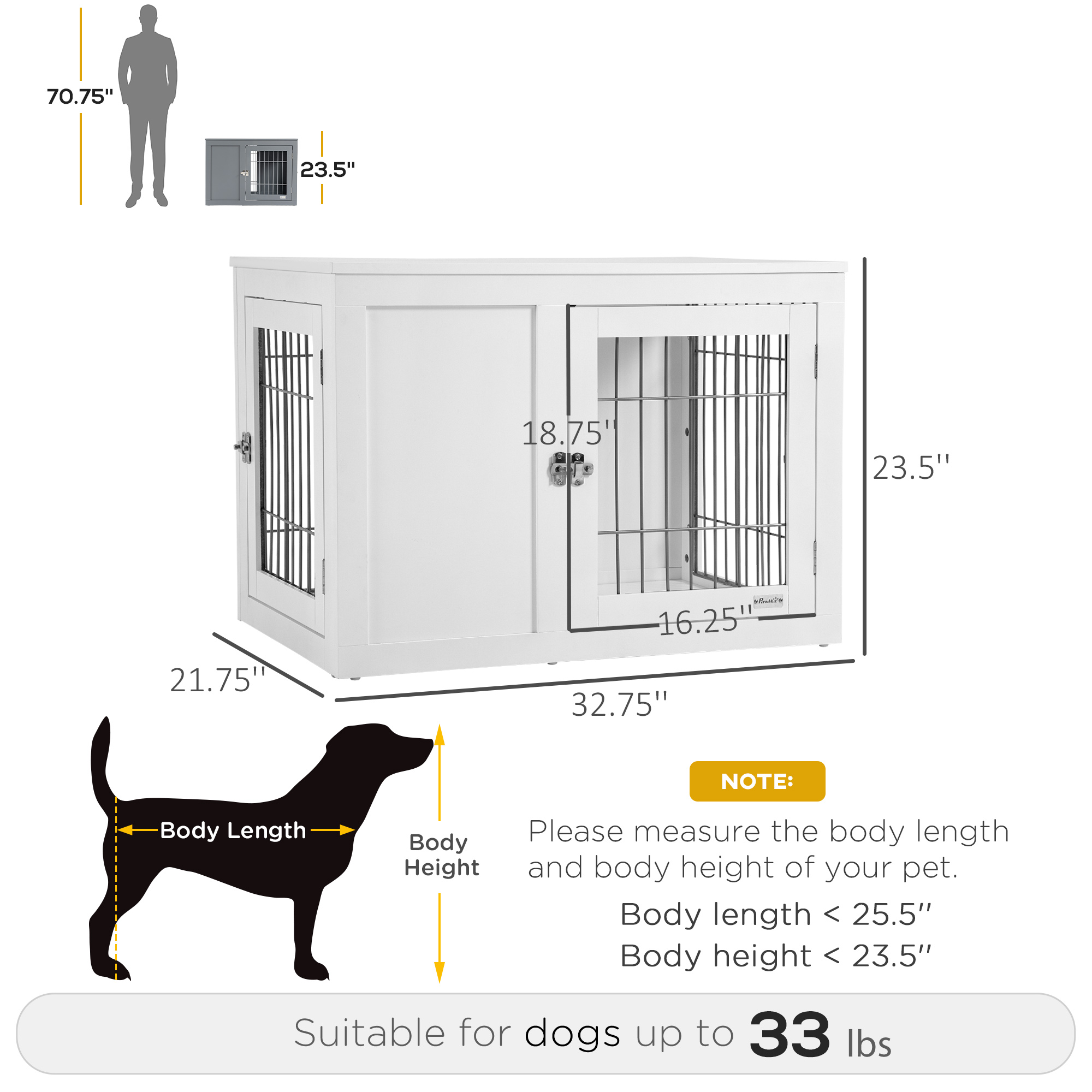 PawHut Furniture Style Indoor Dog Crate, End Table Pet Cage