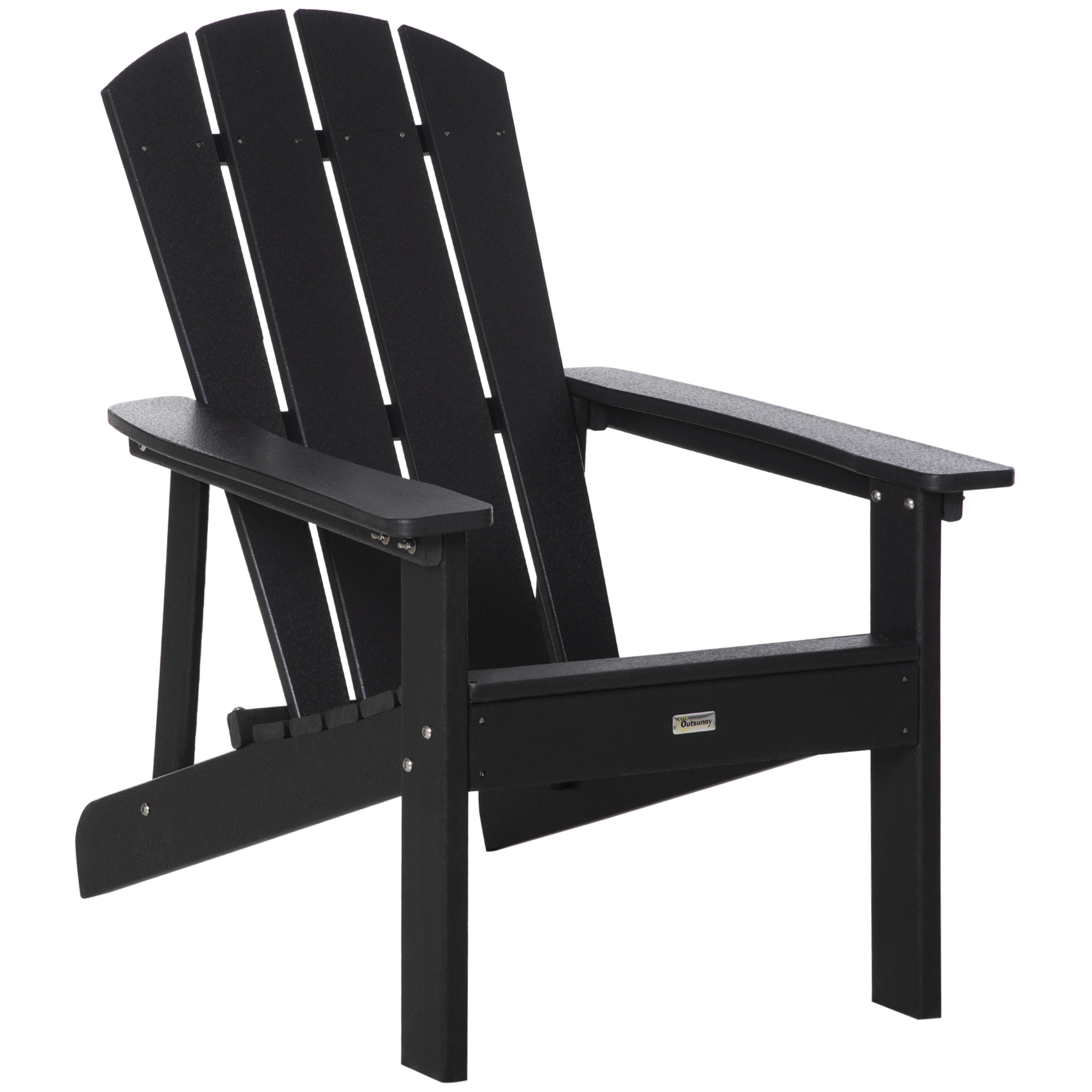Outsunny Adirondack Chair, HDPE Fire Pit Chair, Weather Resistant Outdoor Chair for Patio, Garden, Backyard, Lawn, Black