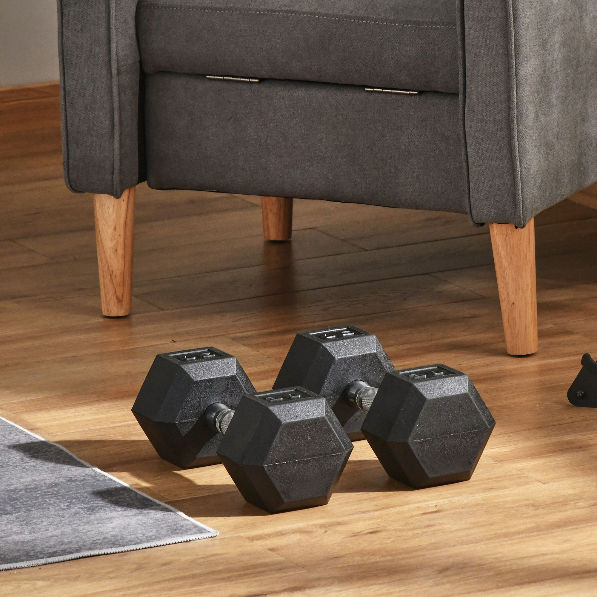 Soozier 60lbs Dumbbell Set: Rubber Hand Weights for Strength Training at Home Gym, Black Finish Aosom Canada