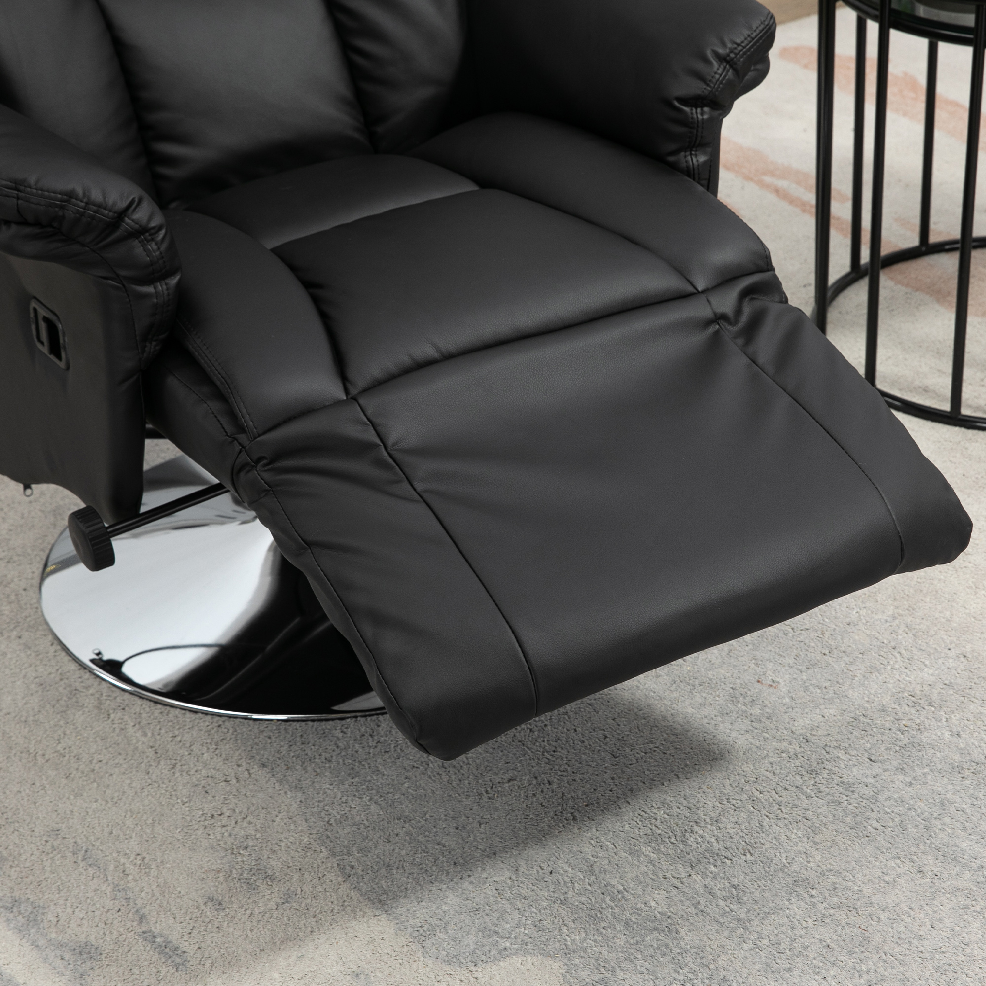 HOMCOM Adjustable Swivel Recliner Chair, PU Leather with Footrest, Padded Arms, Steel Base, Black | Aosom.com 6