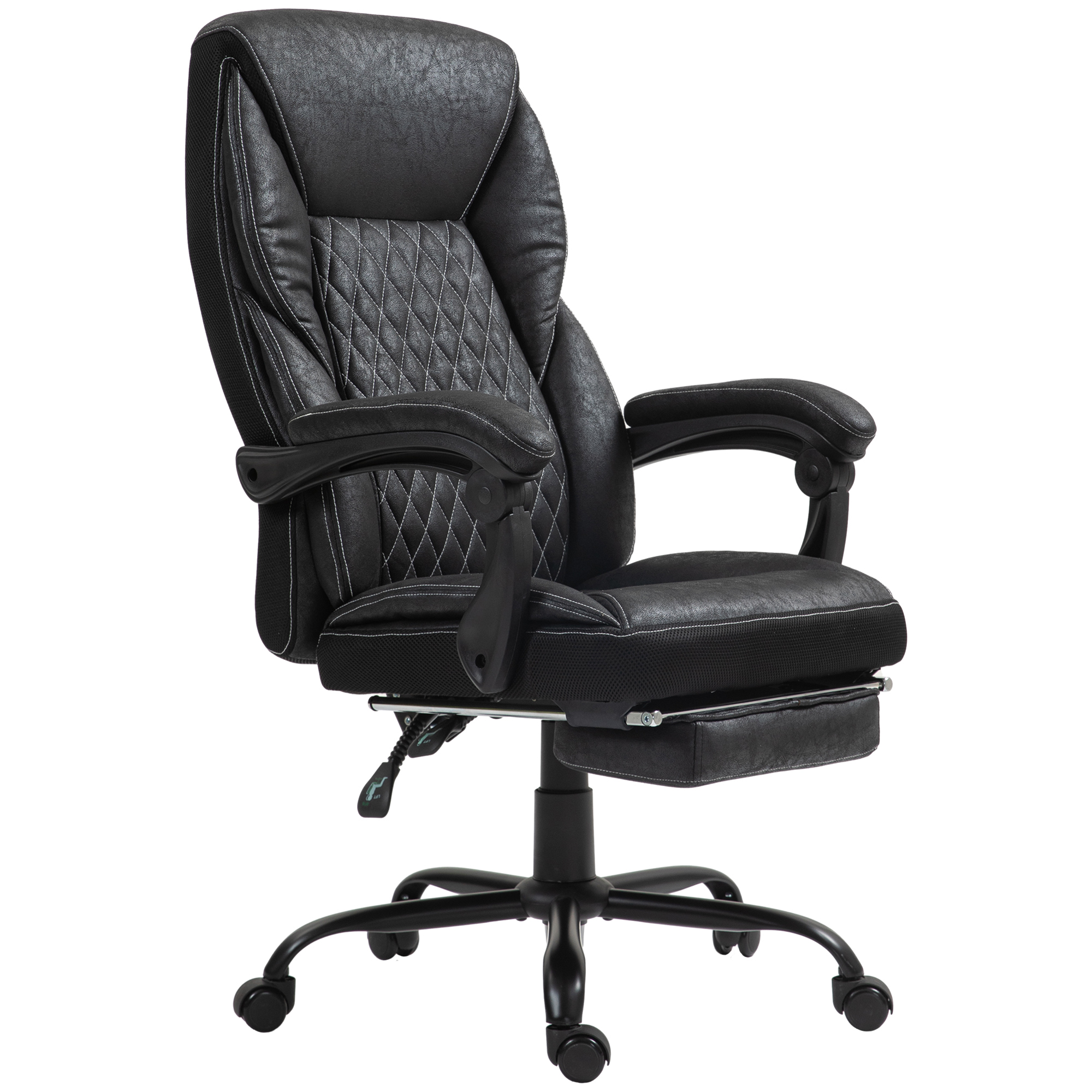 HOMCOM Executive Office Chair with footrest, High Back Desk Chair, Reclining Swivel Chair, Black