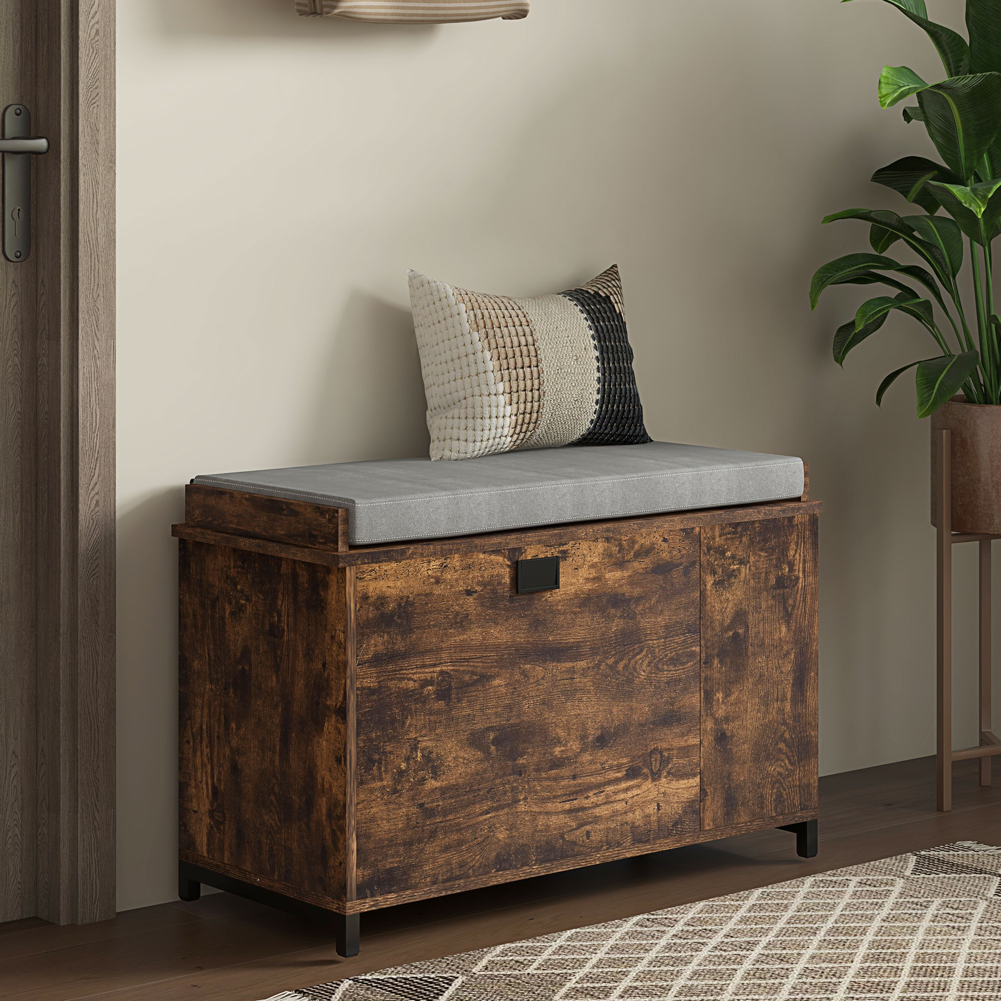Sei Entryway Storage Bench With Coat Rack Rustic Entryway Bench