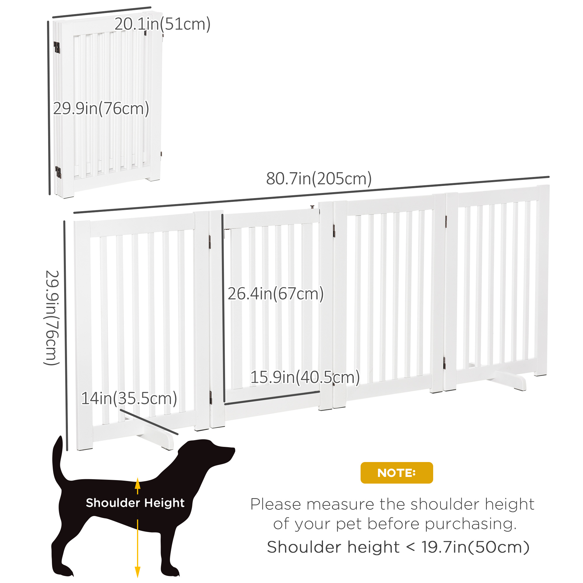 その他 pet a porte PawHut Free Standing Wooden Pet Gate Indoor Dog Barrier
