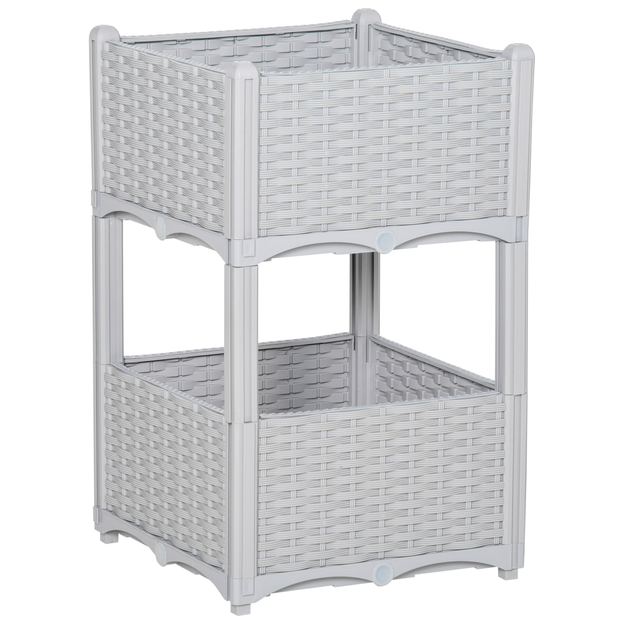 Outsunny 2-Piece Raised Garden Bed with Legs, Self-Watering Planter Box Raised Bed to Grow Flowers, Herbs & Vegetables, Gray