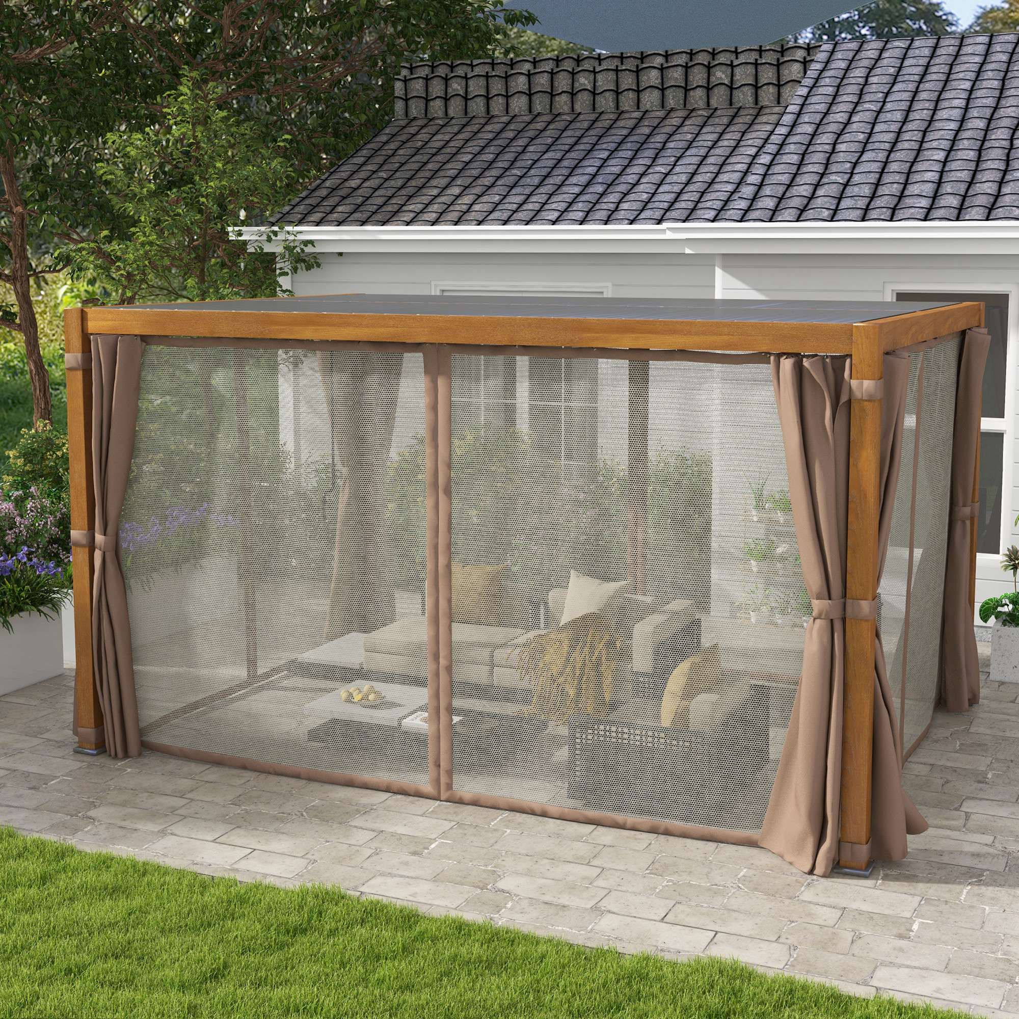 Outsunny 13' x 10' Outdoor Retractable Pergola w/ Sun Shade
